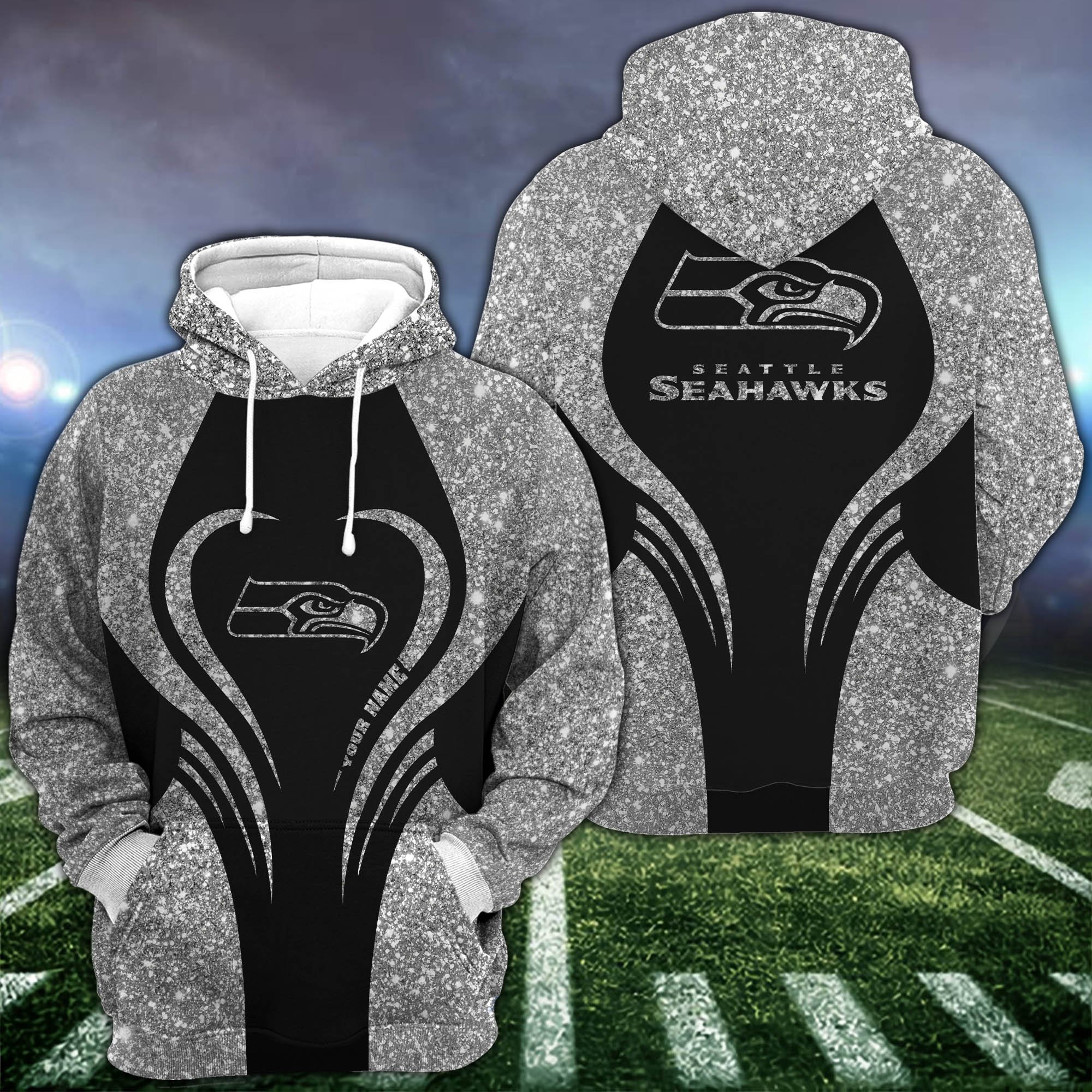 Seattle Seahawks Hoodie & Leggings Set For Women Custom Your Name, Leggings Sport, FootBall Fan Gift EHIVM-1226155