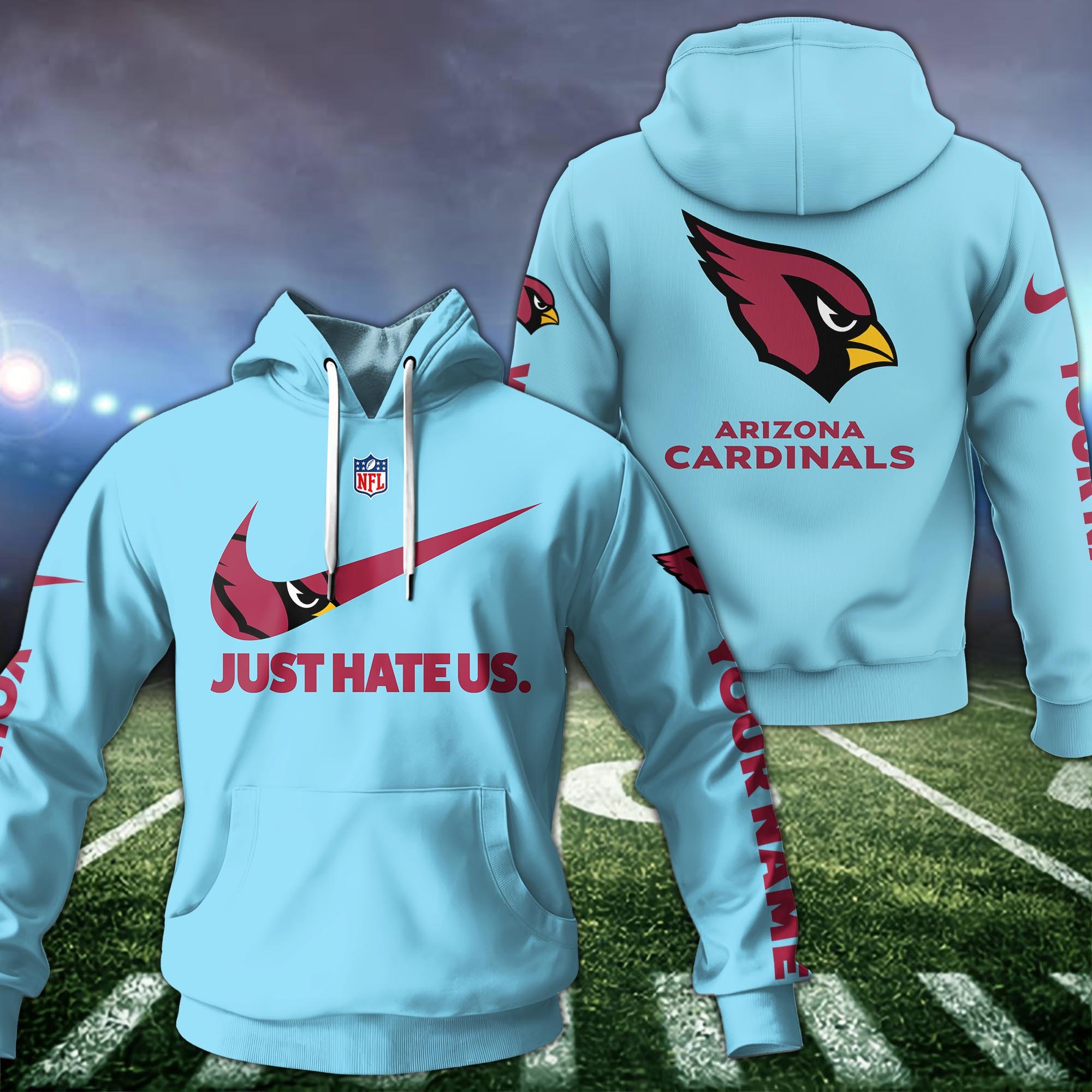 Alternative view of Arizona Cardinals Hoodie Custom Name And Choose Color, Sport Team Hoodie For Fans ETRG-1225126