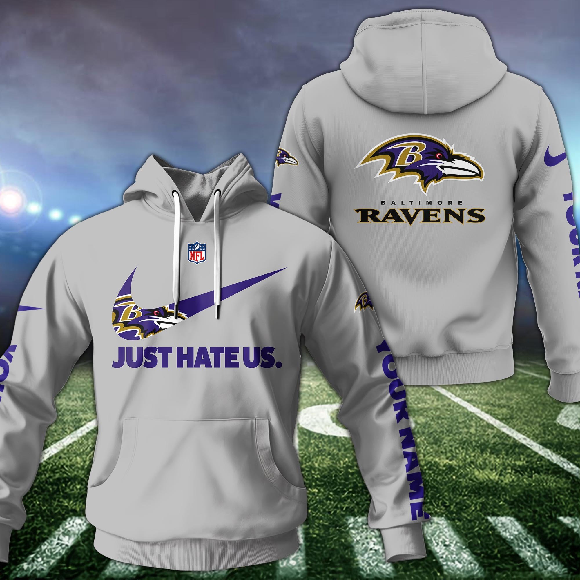 Baltimore Ravens Hoodie Custom Name And Choose Color, Sport Team Hoodie For Fans ETRG-1225126