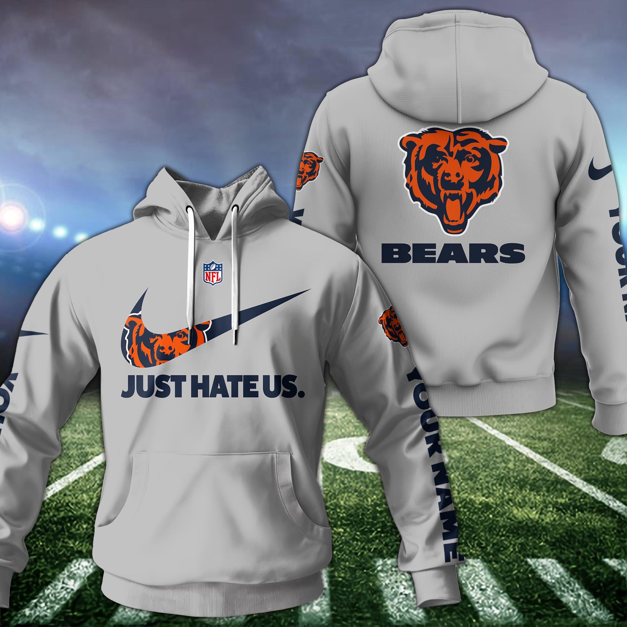 Chicago Bears Hoodie Custom Name And Choose Color, Sport Team Hoodie For Fans ETRG-1225126