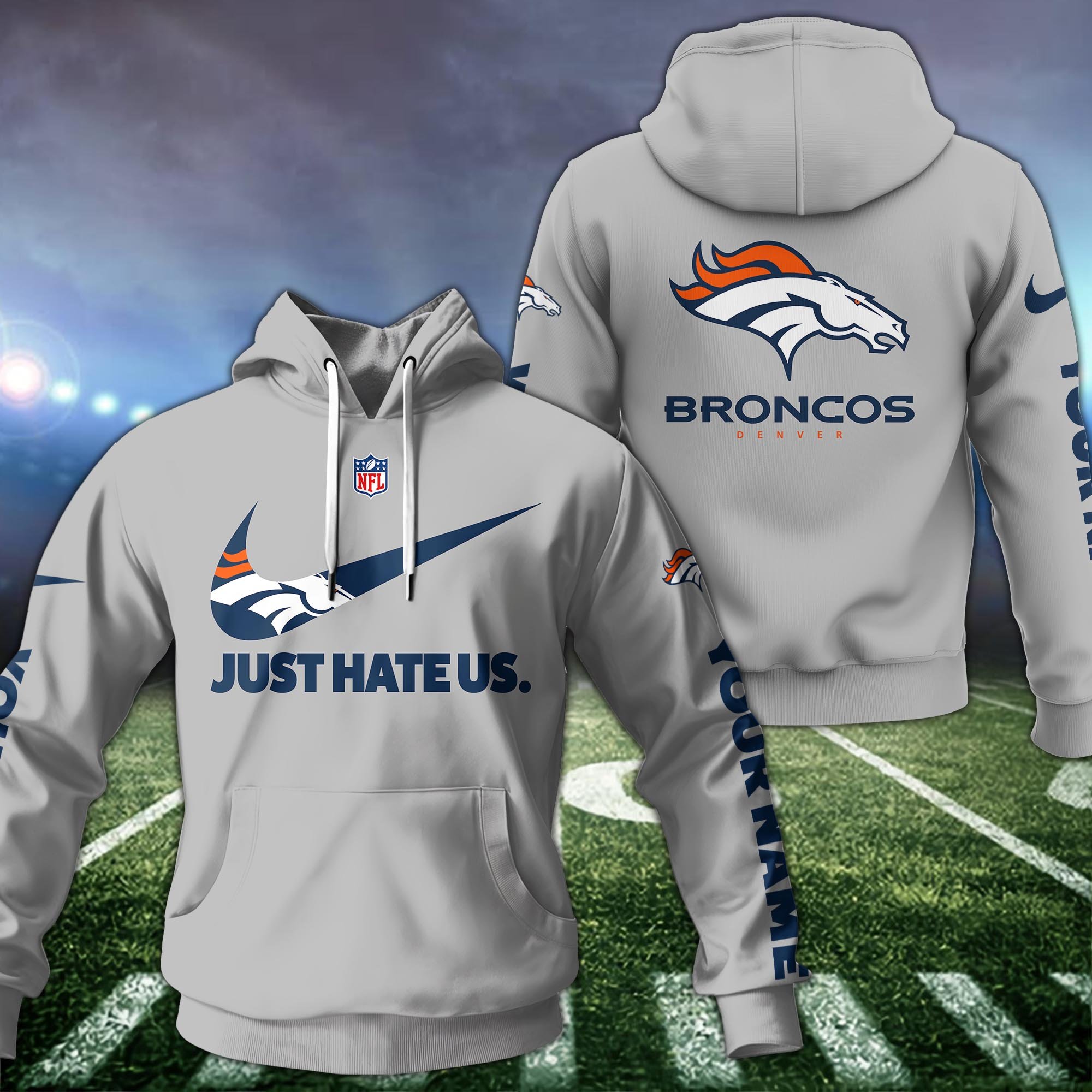 Denver Broncos Hoodie Custom Name And Choose Color, Sport Team Hoodie For Fans ETRG-1225126