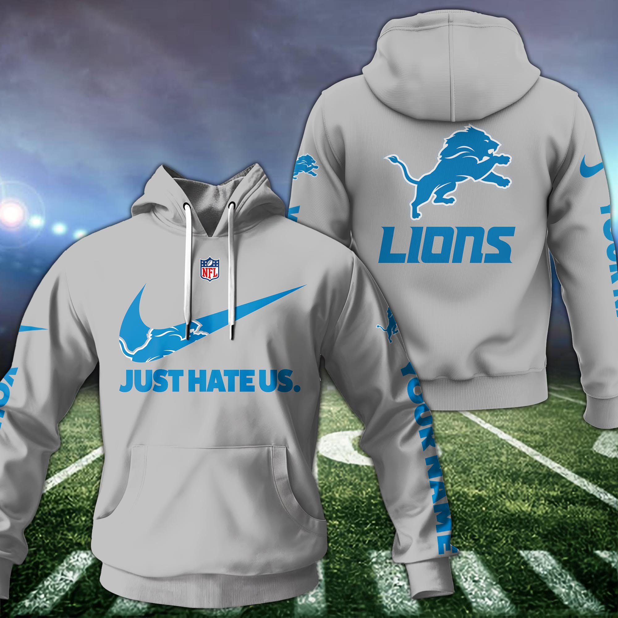Detroit Lions Hoodie Custom Name And Choose Color, Sport Team Hoodie For Fans ETRG-1225126
