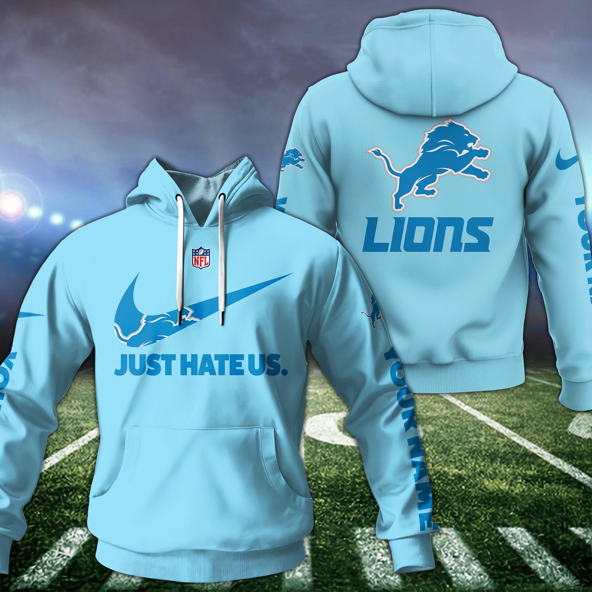 Alternative view of Detroit Lions Hoodie Custom Name And Choose Color, Sport Team Hoodie For Fans ETRG-1225126