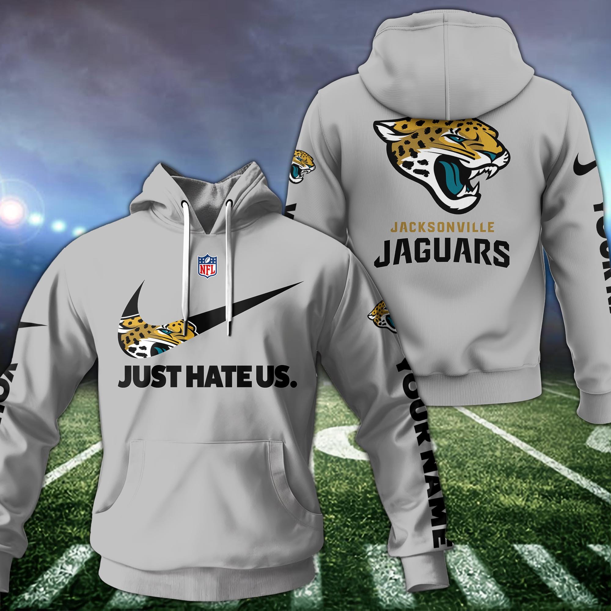 Jacksonville Jaguars Hoodie Custom Name And Choose Color, Sport Team Hoodie For Fans ETRG-1225126