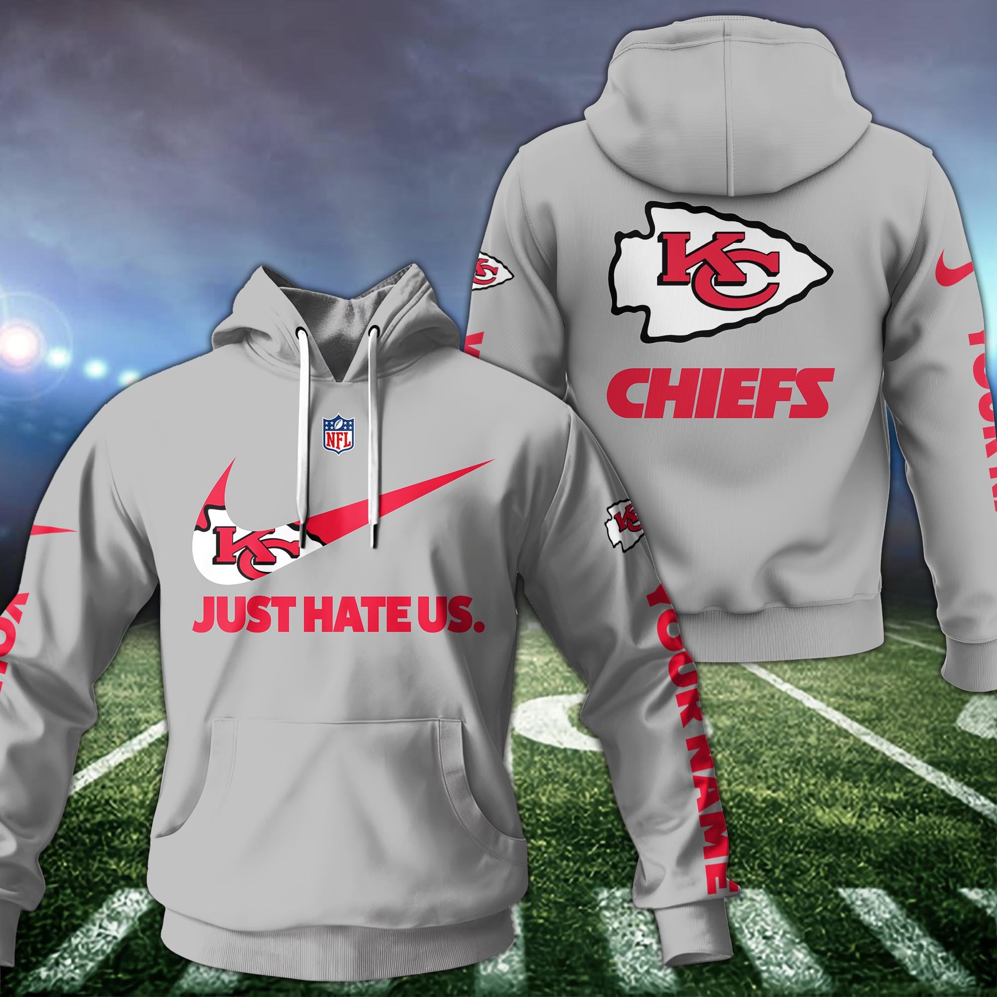 Kansas City Chiefs Hoodie Custom Name And Choose Color, Sport Team Hoodie For Fans ETRG-1225126