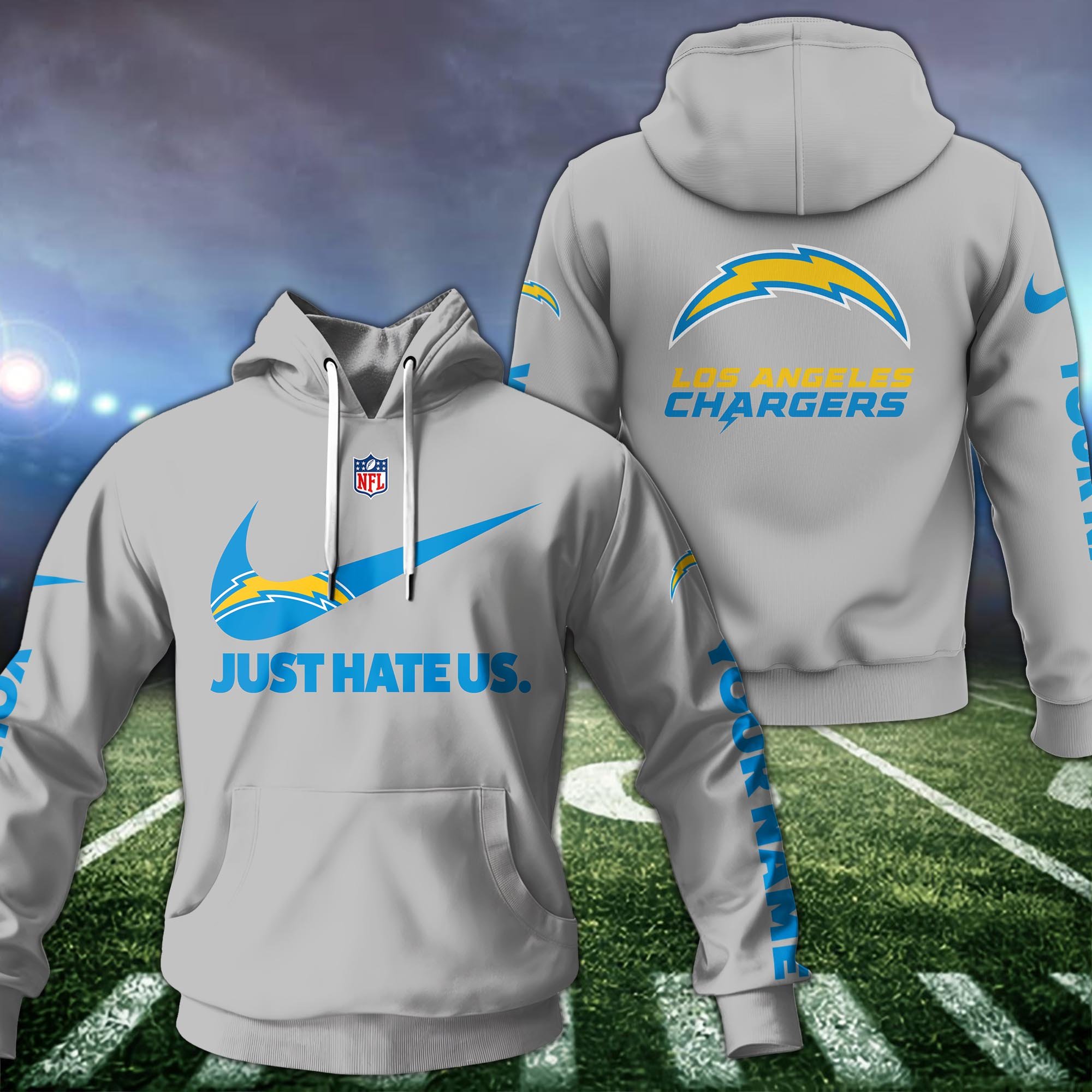 Los Angeles Chargers Hoodie Custom Name And Choose Color, Sport Team Hoodie For Fans ETRG-1225126