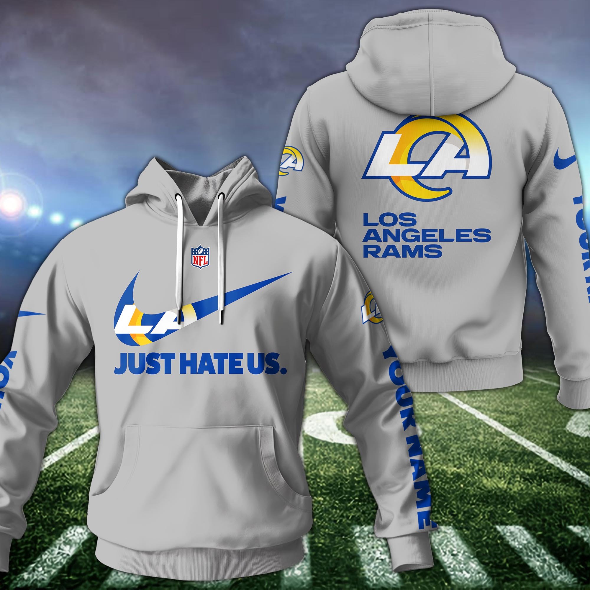 Los Angeles Rams Hoodie Custom Name And Choose Color, Sport Team Hoodie For Fans ETRG-1225126