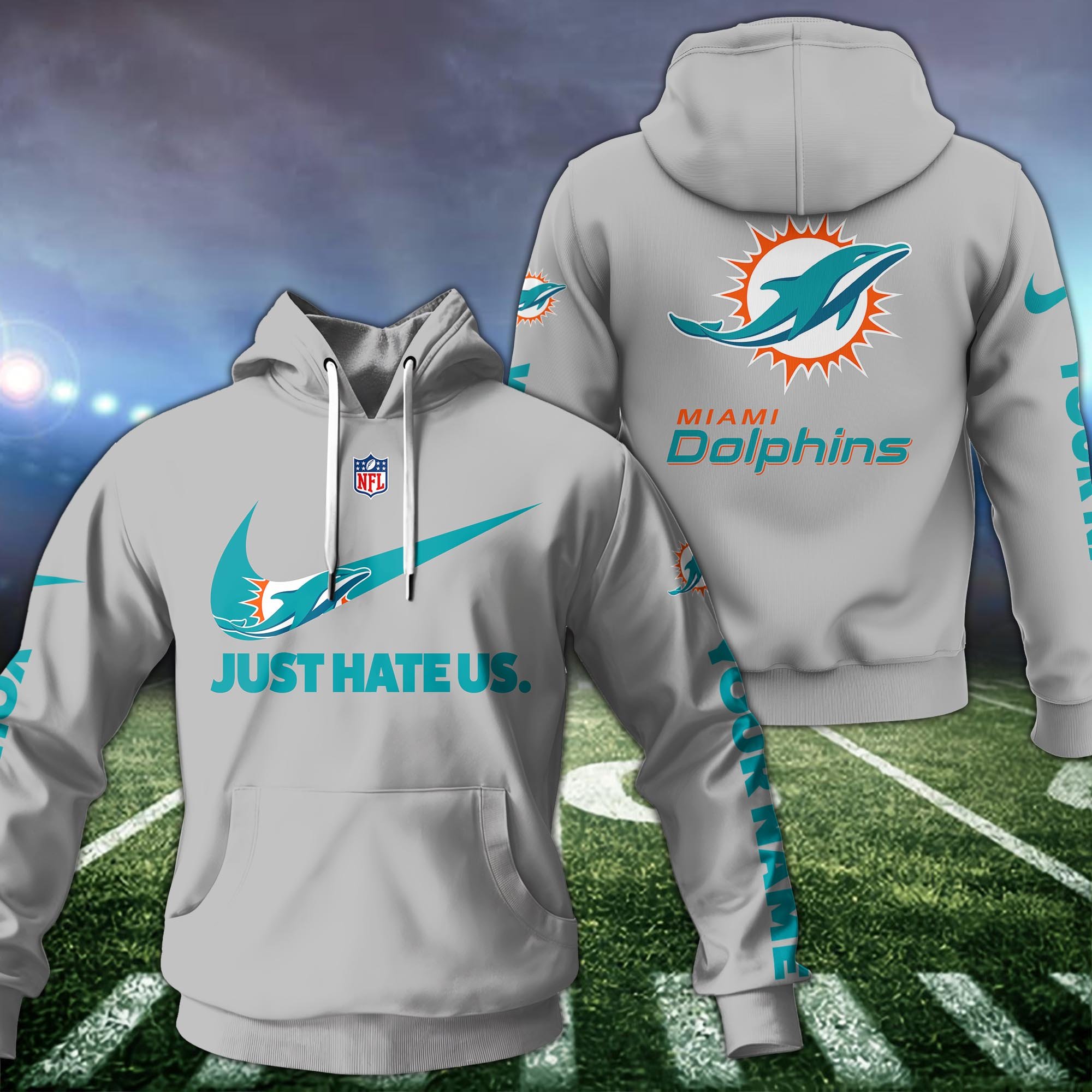 Miami Dolphins Hoodie Custom Name And Choose Color, Sport Team Hoodie For Fans ETRG-1225126