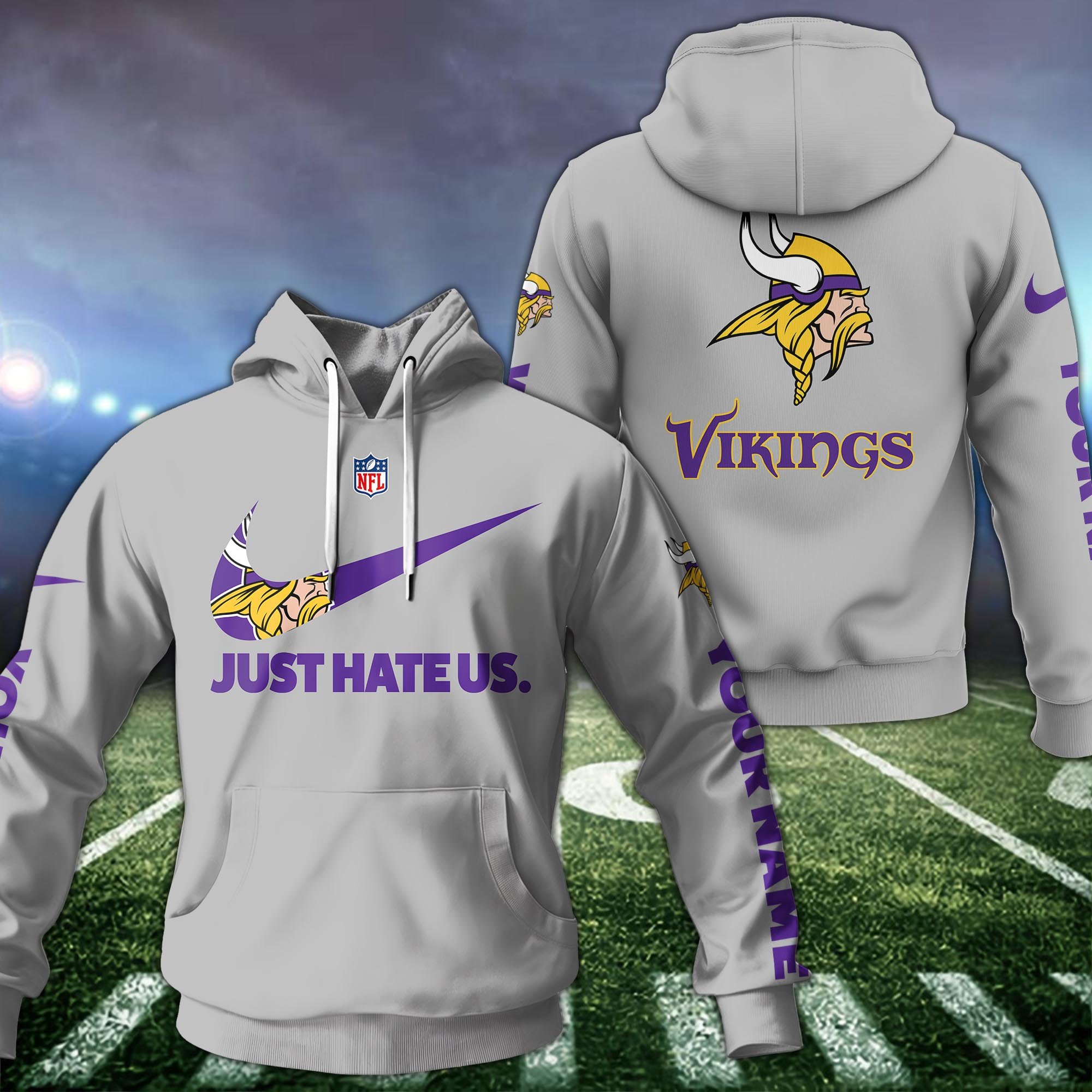 Minnesota Vikings Hoodie Custom Name And Choose Color, Sport Team Hoodie For Fans ETRG-1225126