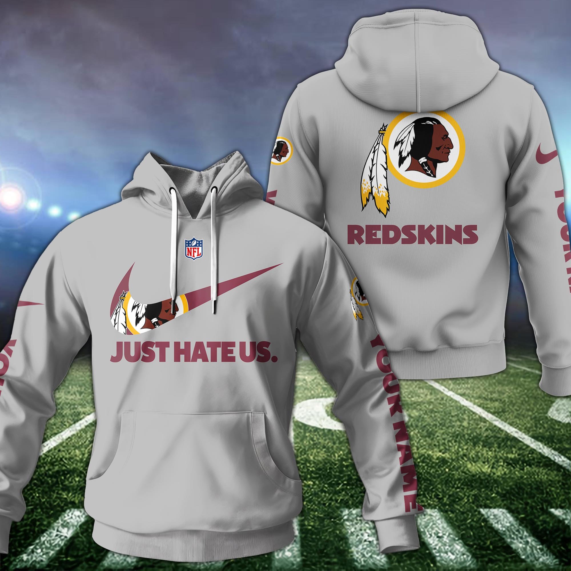 Washington Redskins Hoodie Custom Name And Choose Color, Sport Team Hoodie For Fans ETRG-1225126