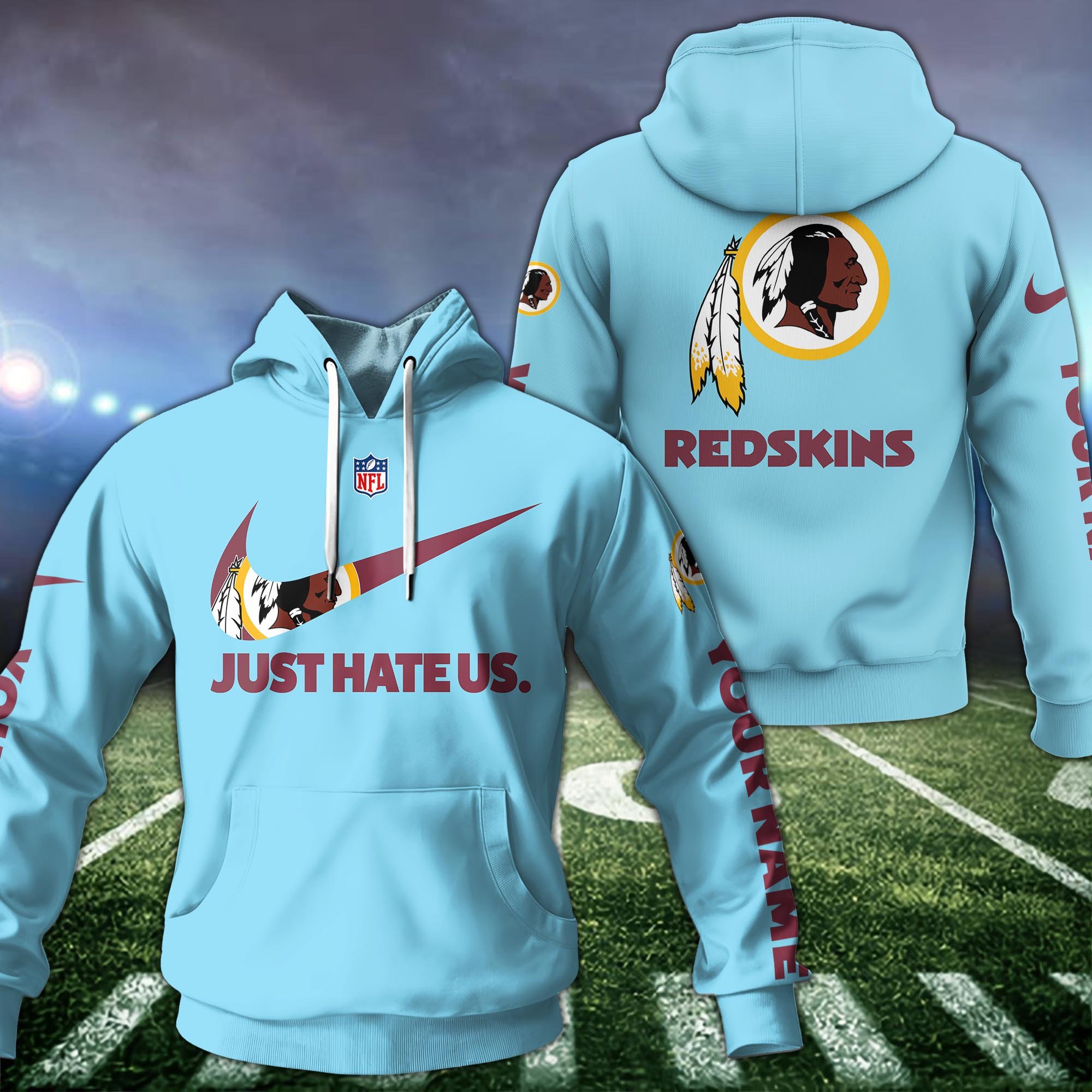 Alternative view of Washington Redskins Hoodie Custom Name And Choose Color, Sport Team Hoodie For Fans ETRG-1225126