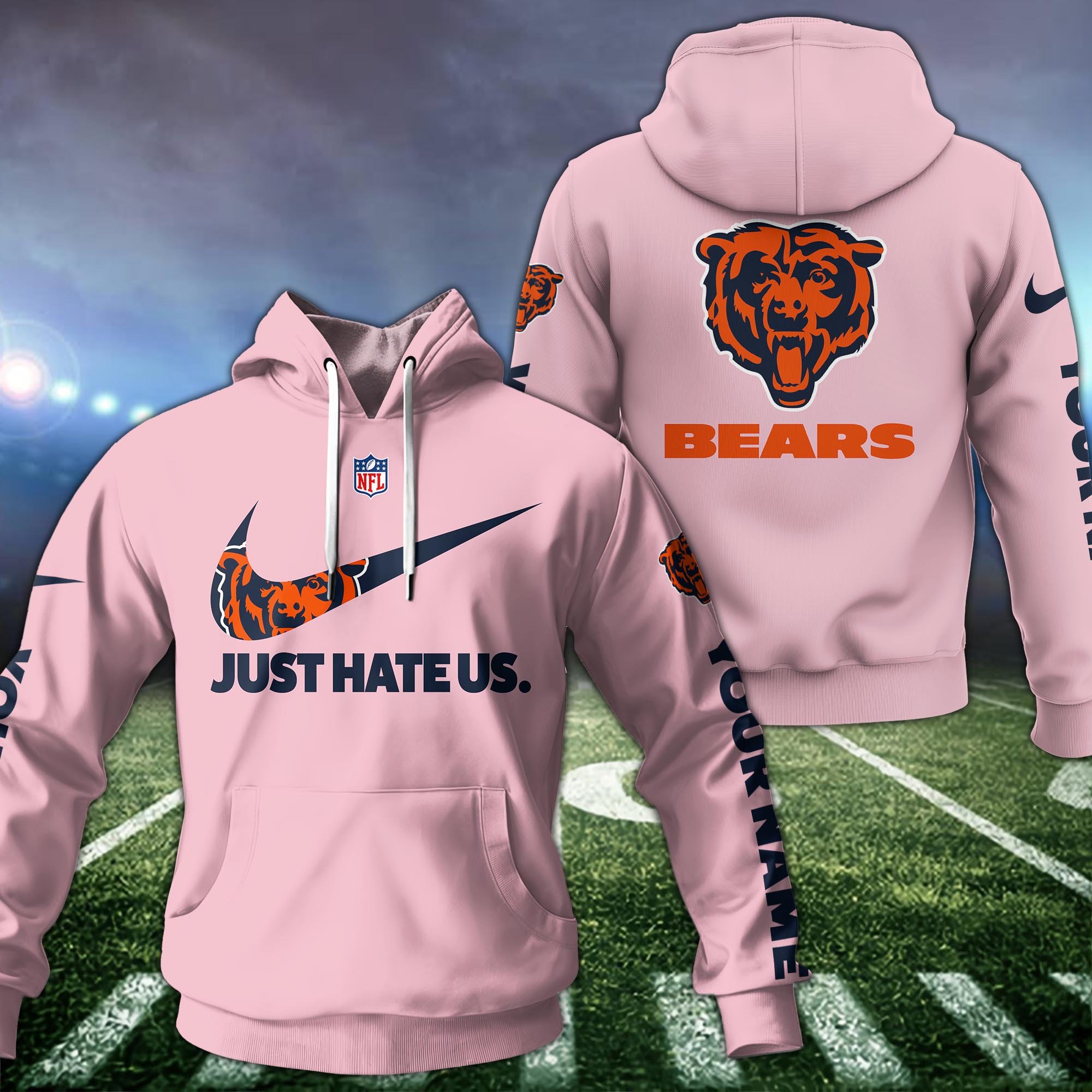 Alternative view of Chicago Bears Team Hoodie Custom Name And Choose Color, Sport Hoodie, Sport Gifts ETRG-1225137