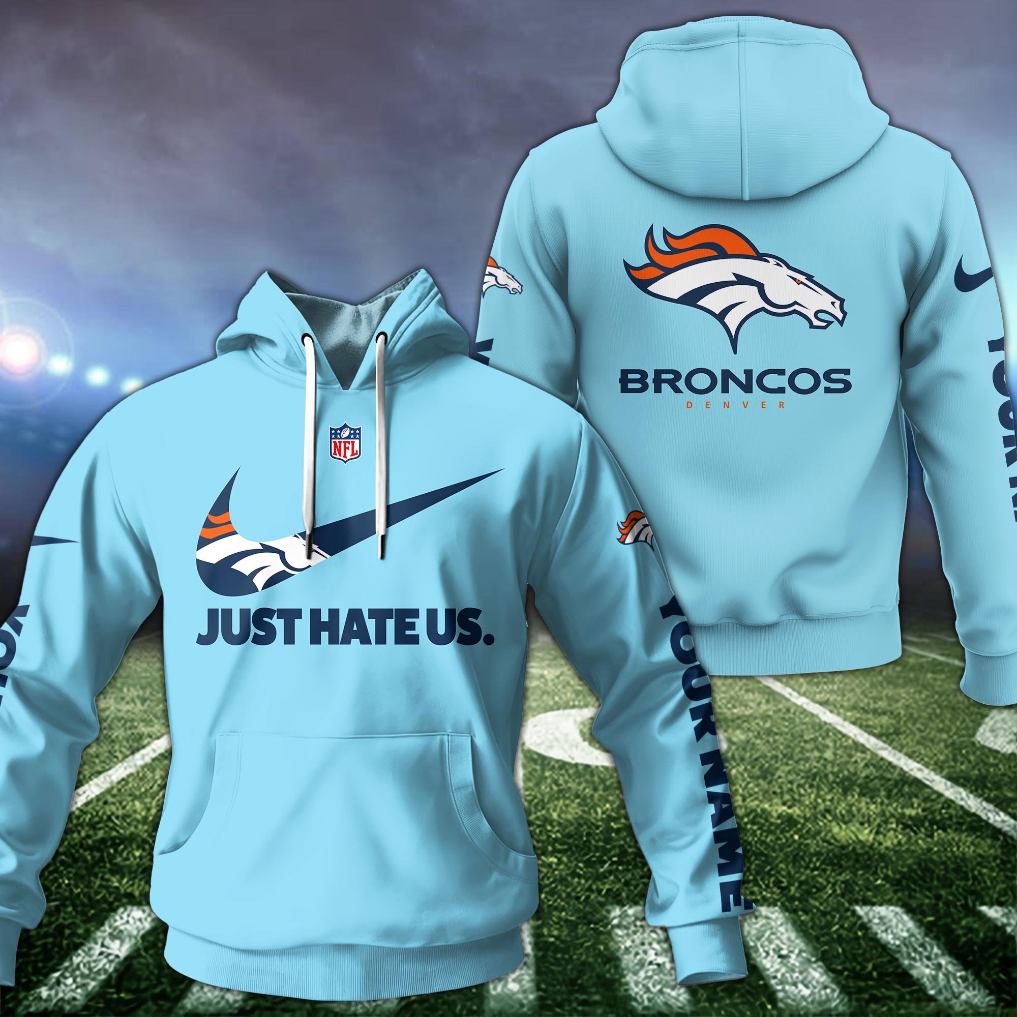 Denver Broncos Team Hoodie Custom Name And Choose Color, Sport Hoodie, Sport Gifts ETRG-1225137