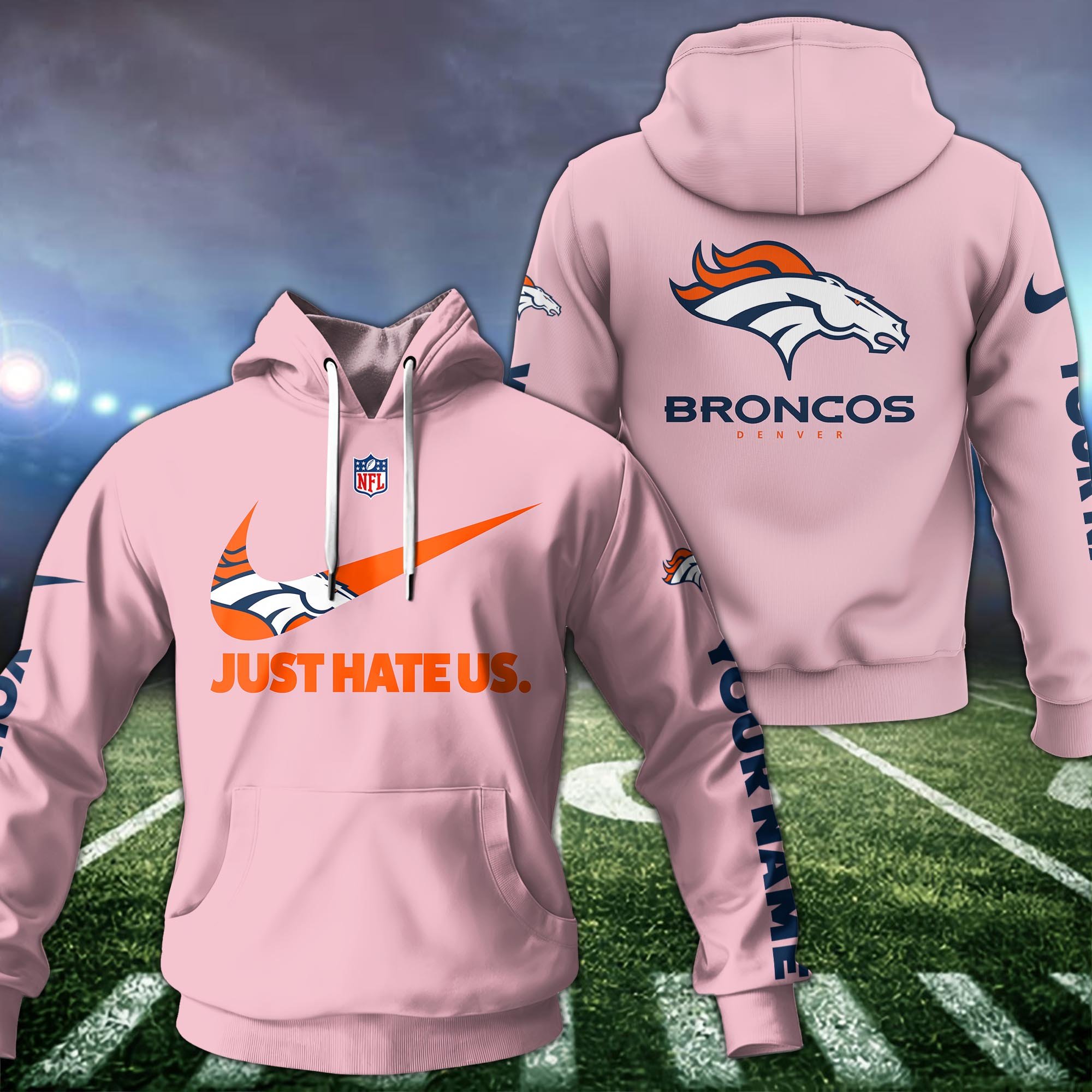 Alternative view of Denver Broncos Team Hoodie Custom Name And Choose Color, Sport Hoodie, Sport Gifts ETRG-1225137