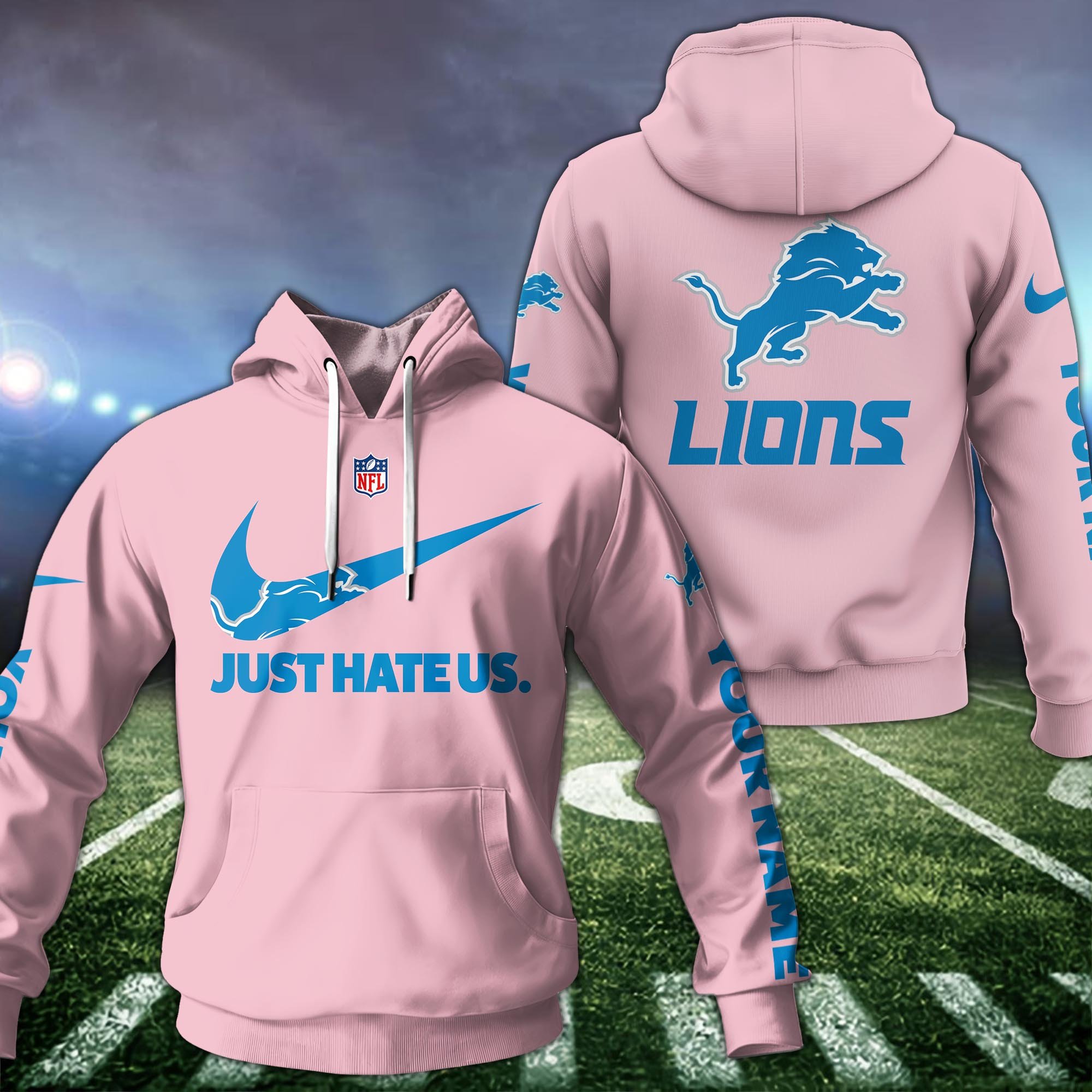Alternative view of Detroit Lions Team Hoodie Custom Name And Choose Color, Sport Hoodie, Sport Gifts ETRG-1225137