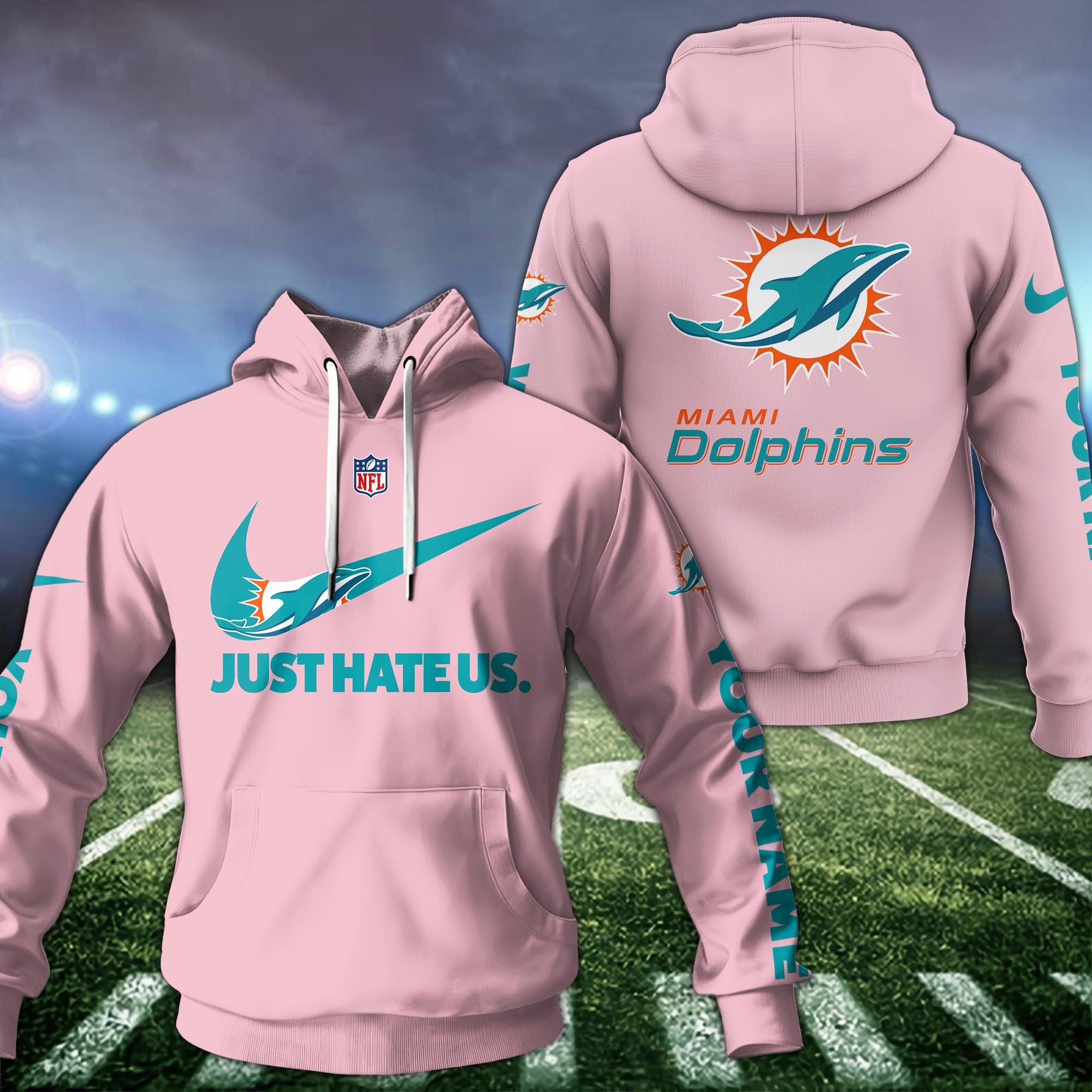 Alternative view of Miami Dolphins Team Hoodie Custom Name And Choose Color, Sport Hoodie, Sport Gifts ETRG-1225137