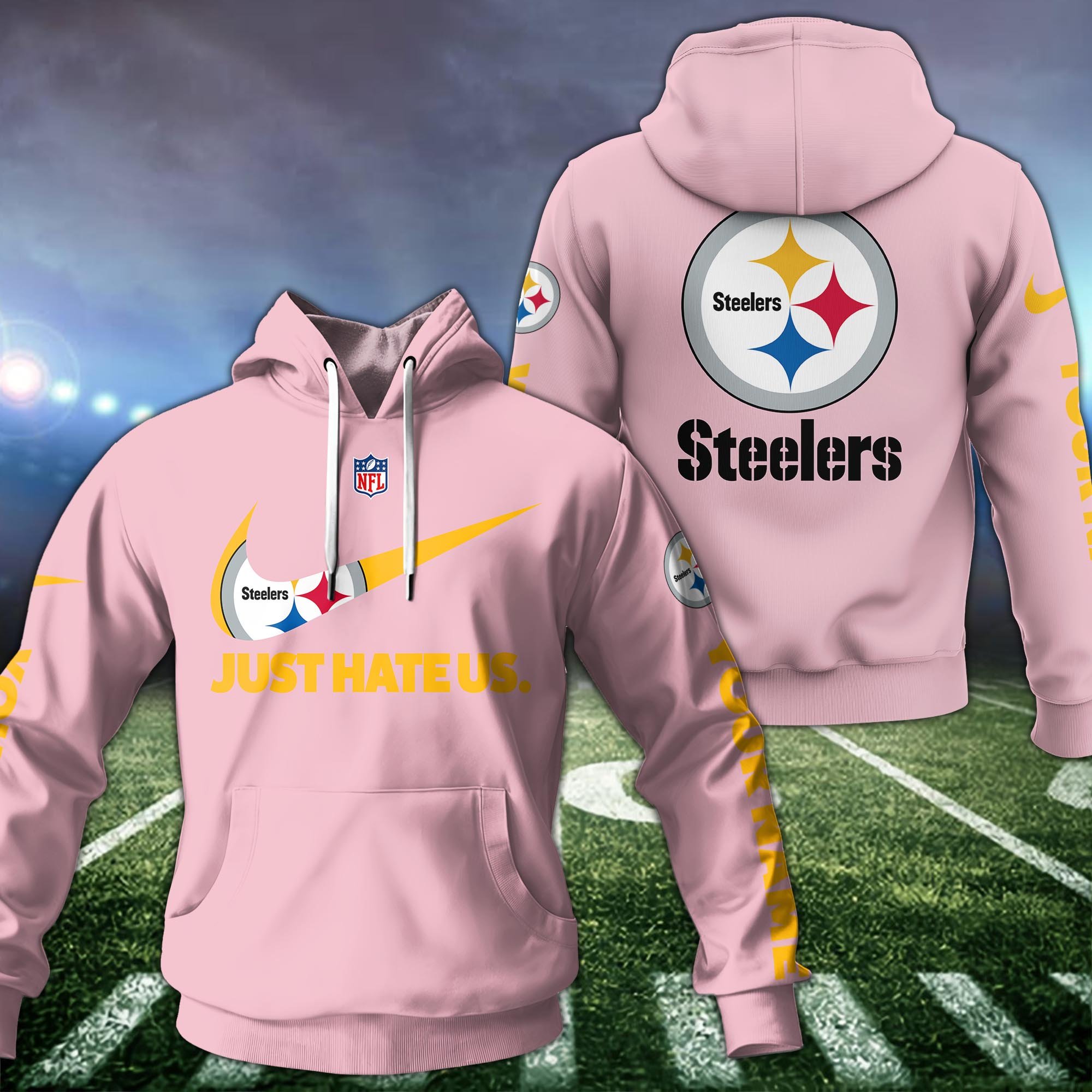 Alternative view of Pittsburgh Steelers Team Hoodie Custom Name And Choose Color, Sport Hoodie, Sport Gifts ETRG-1225137