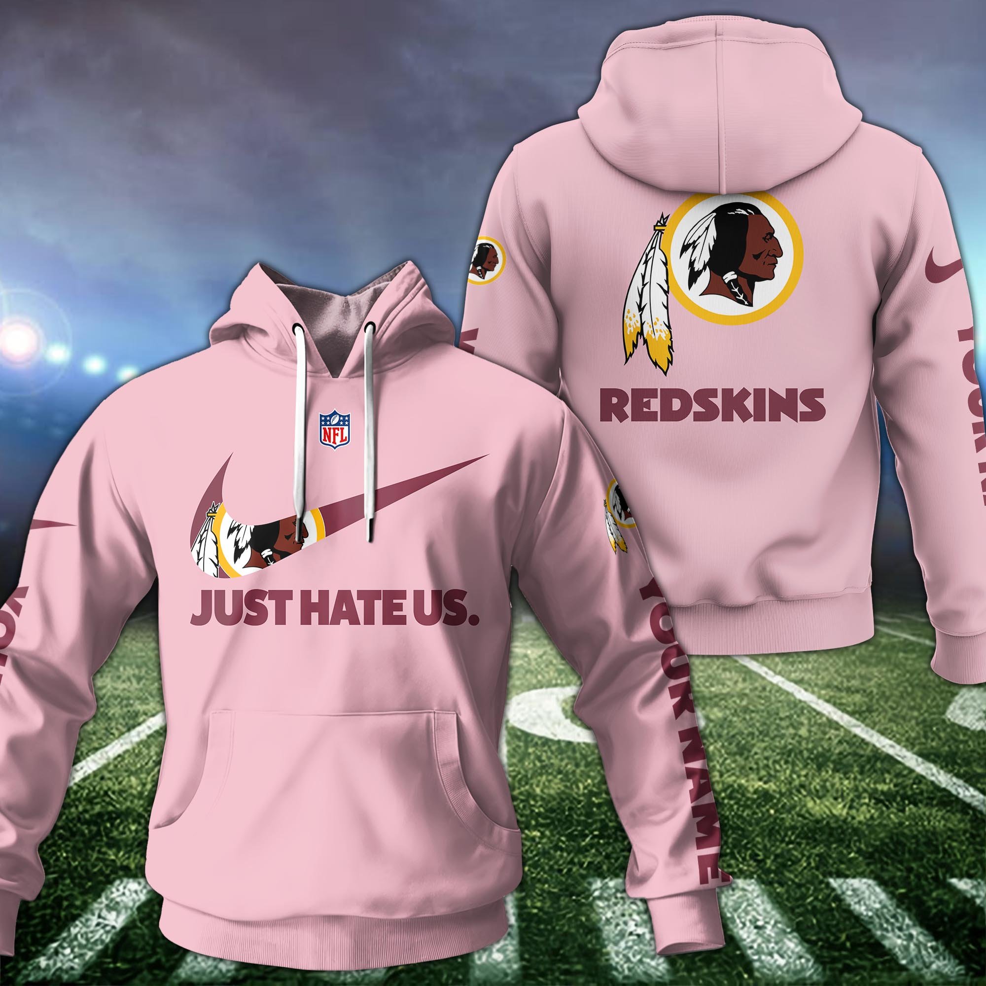 Alternative view of Washington Redskins Team Hoodie Custom Name And Choose Color, Sport Hoodie, Sport Gifts ETRG-1225137