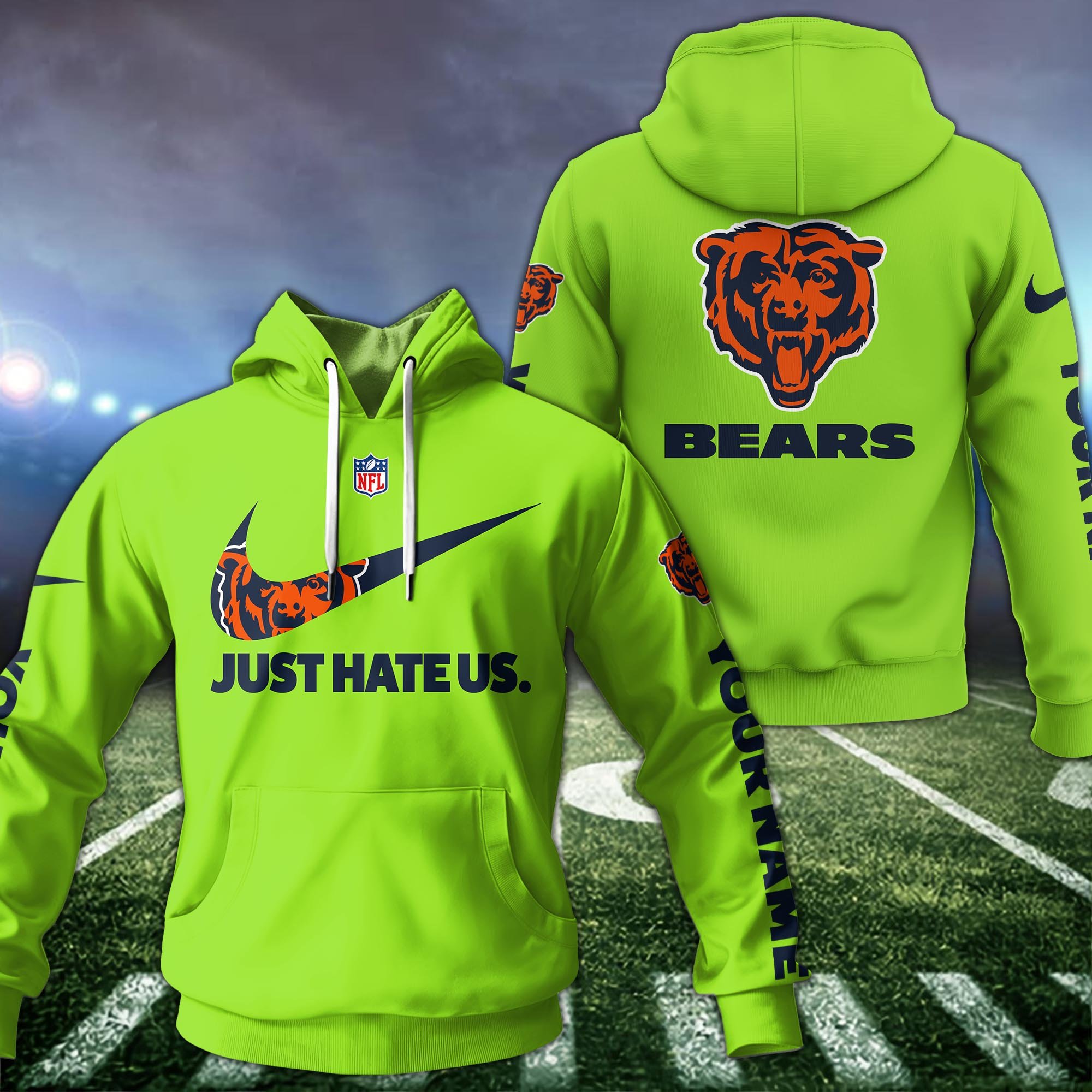 Chicago Bears Sport Hoodie Custom Your Name And Choose Color, Hoodie For Sport Lovers ETRG-1225138