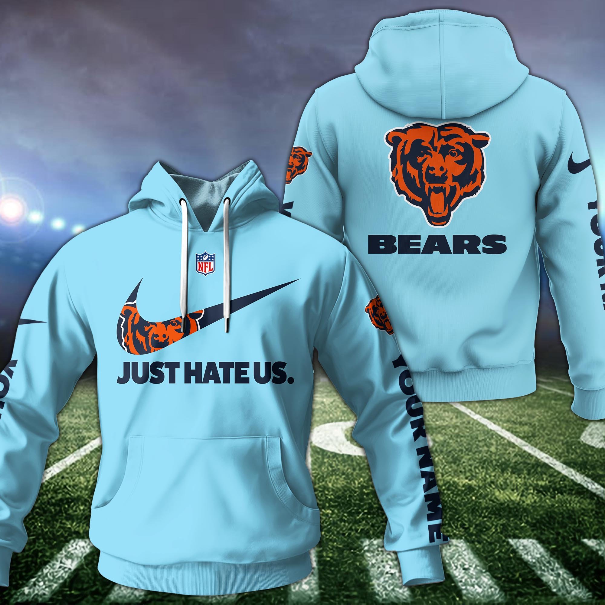 Alternative view of Chicago Bears Sport Hoodie Custom Your Name And Choose Color, Hoodie For Sport Lovers ETRG-1225138