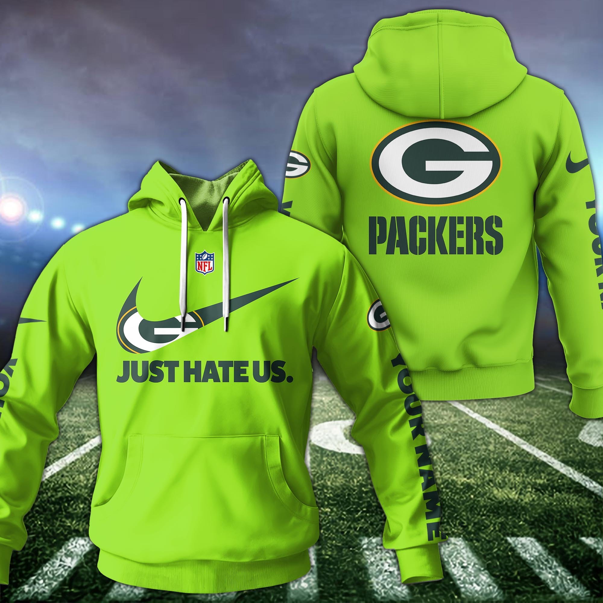 Green Bay Packers Sport Hoodie Custom Your Name And Choose Color, Hoodie For Sport Lovers ETRG-1225138
