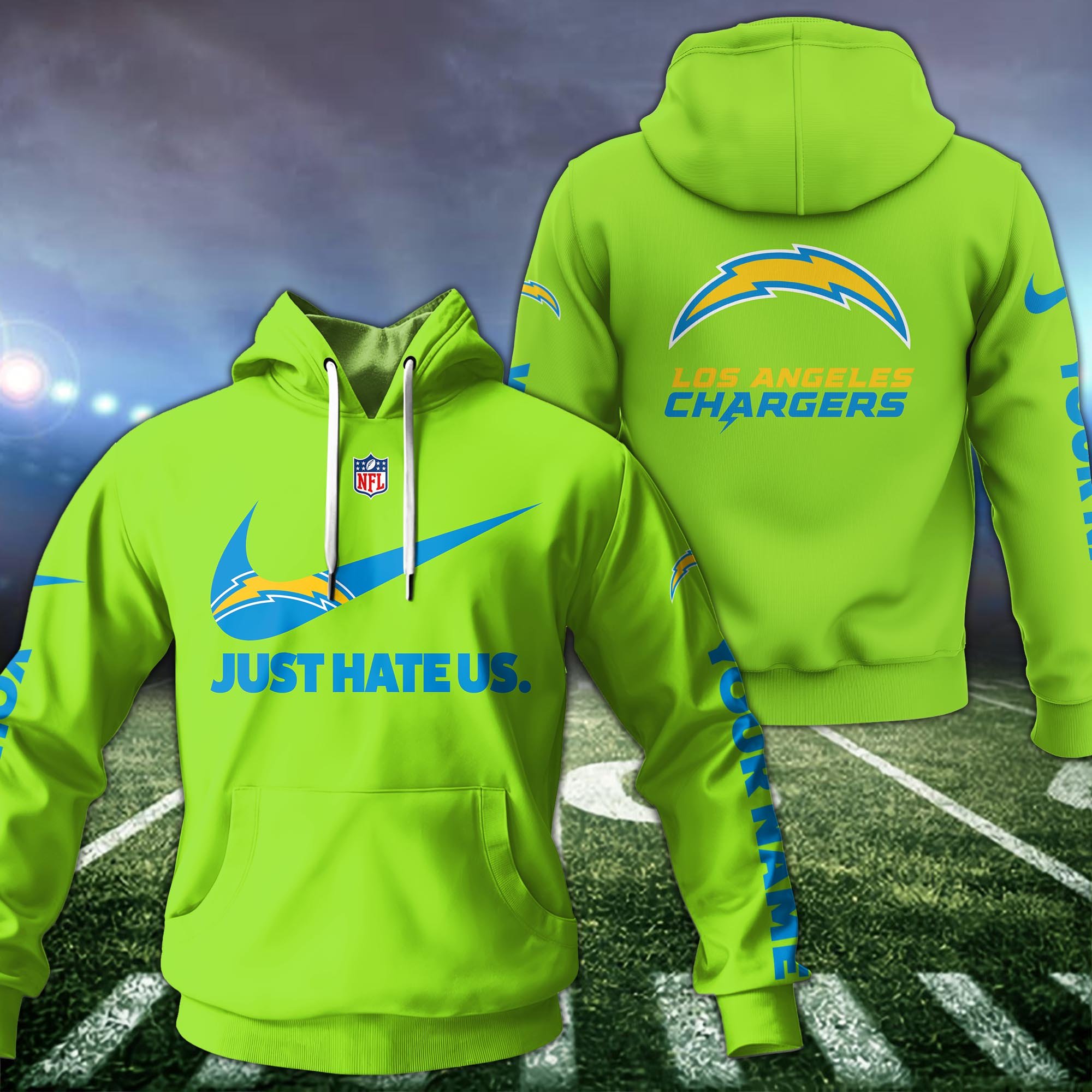 Los Angeles Chargers Sport Hoodie Custom Your Name And Choose Color, Hoodie For Sport Lovers ETRG-1225138