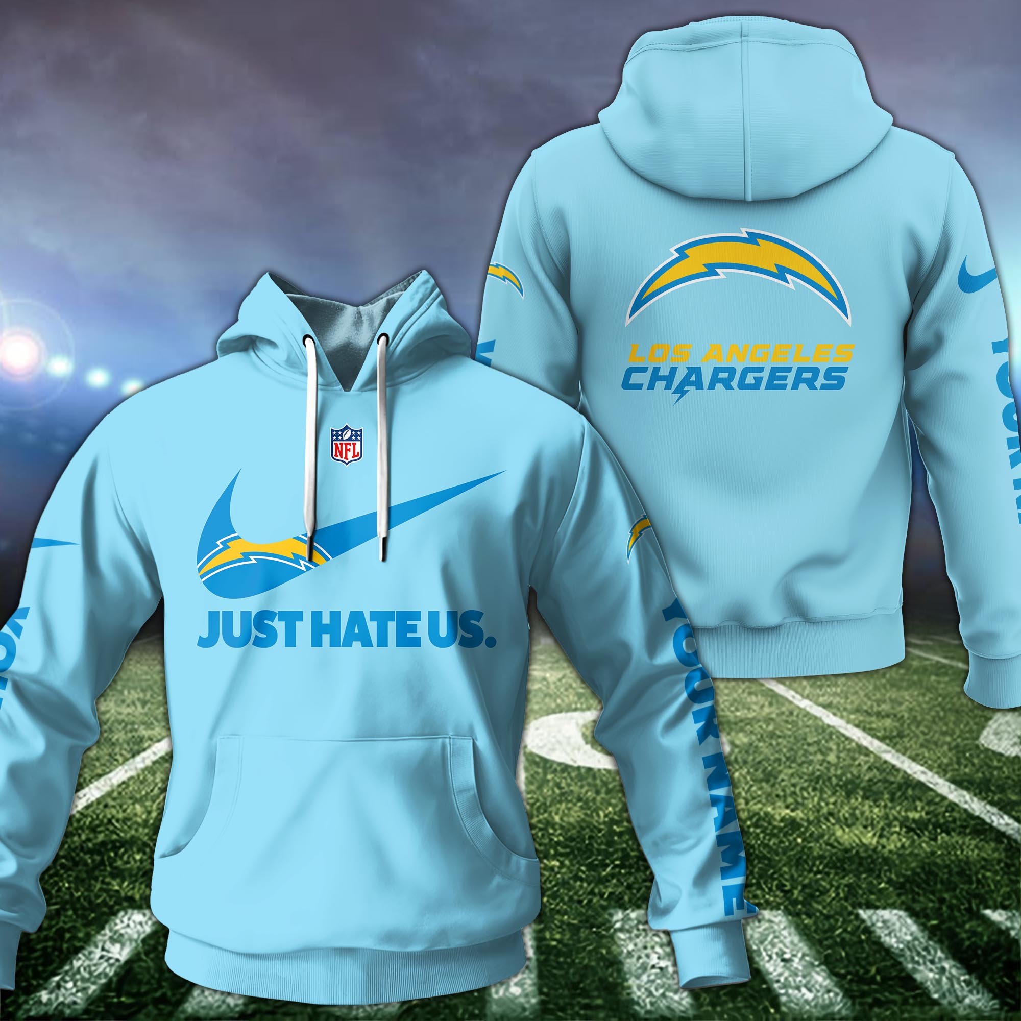 Alternative view of Los Angeles Chargers Sport Hoodie Custom Your Name And Choose Color, Hoodie For Sport Lovers ETRG-1225138
