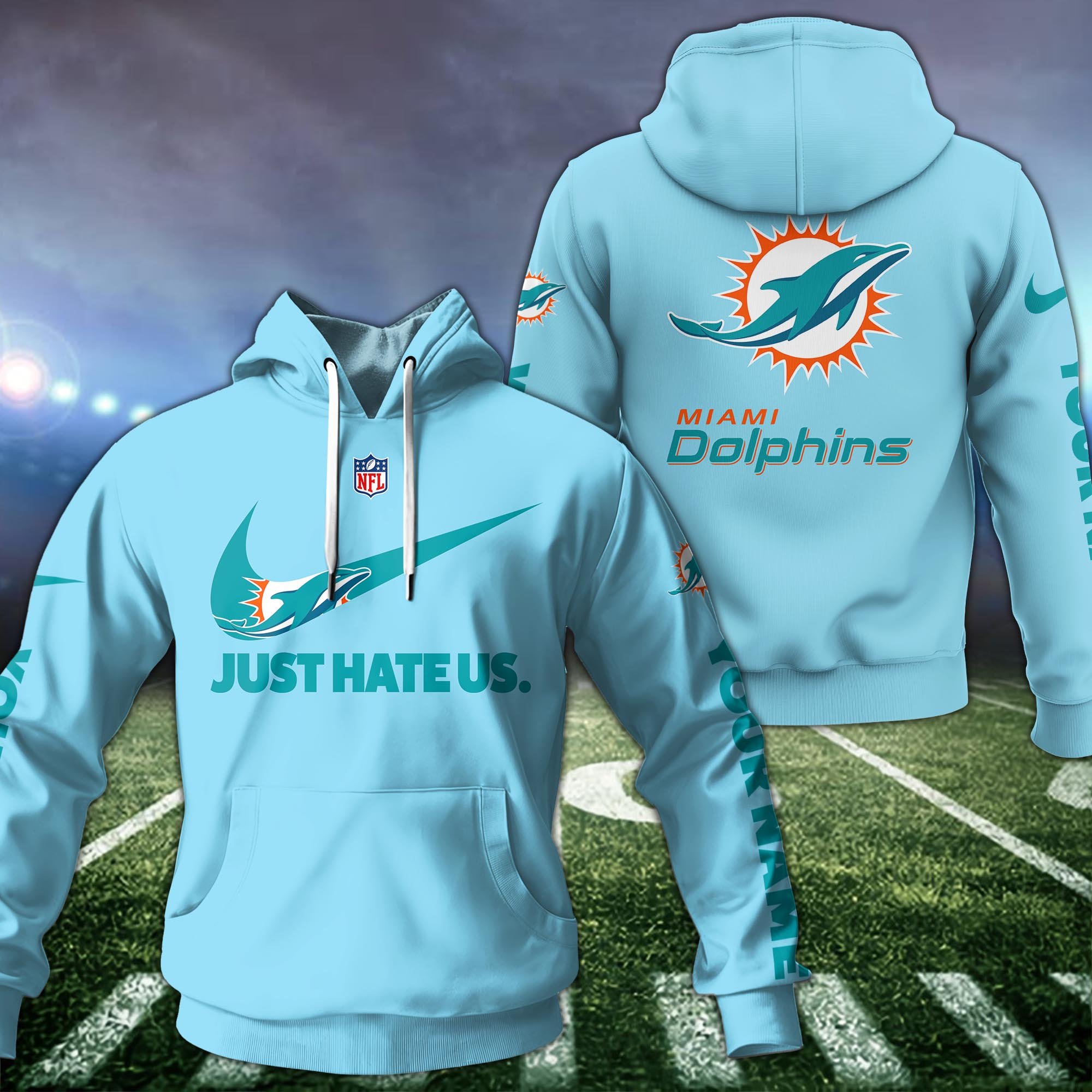 Alternative view of Miami Dolphins Sport Hoodie Custom Your Name And Choose Color, Hoodie For Sport Lovers ETRG-1225138