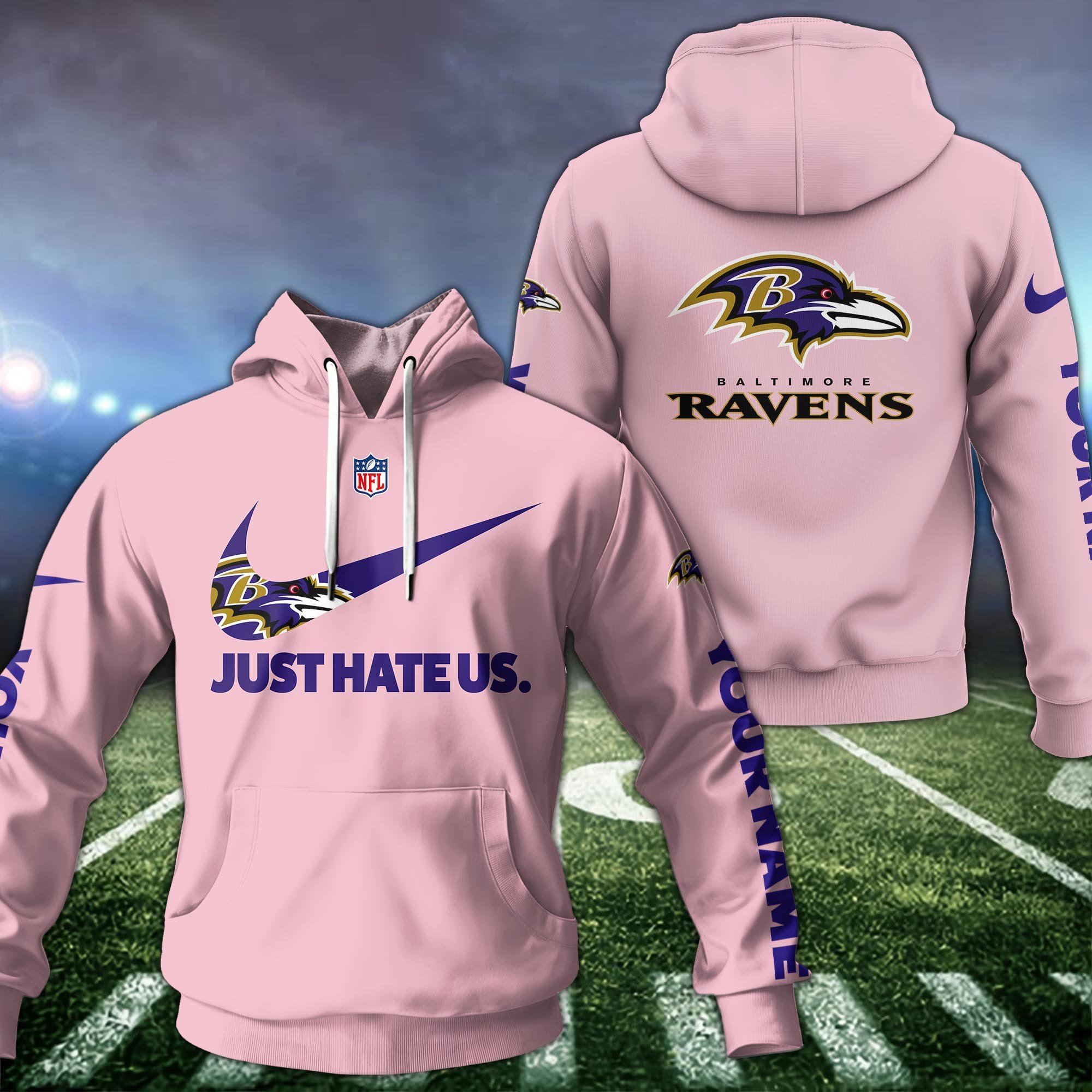 Baltimore Ravens Hoodie Custom Name And Choose Color, Hoodie For Sport Fans ETRG-1225136