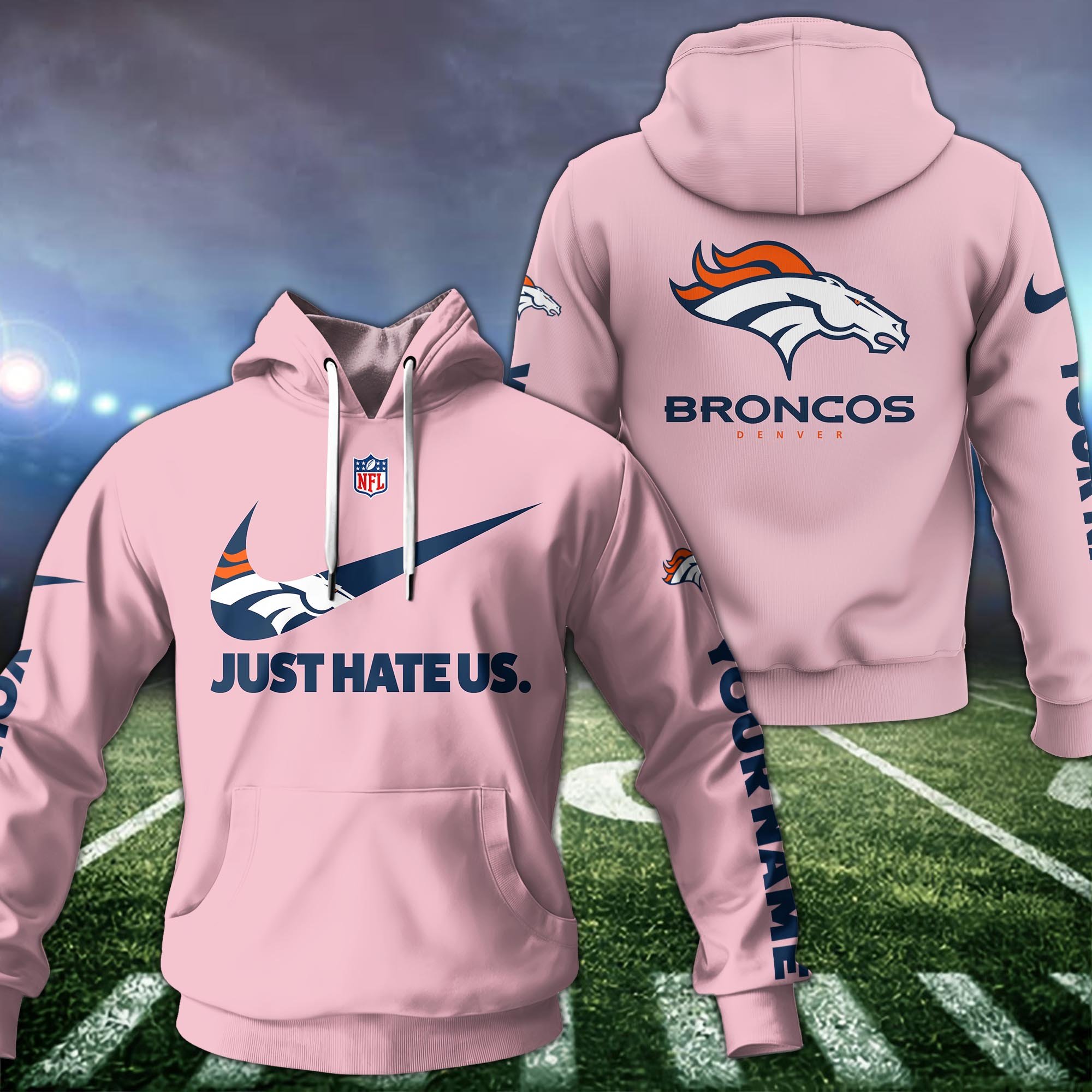Denver Broncos Hoodie Custom Name And Choose Color, Hoodie For Sport Fans ETRG-1225136