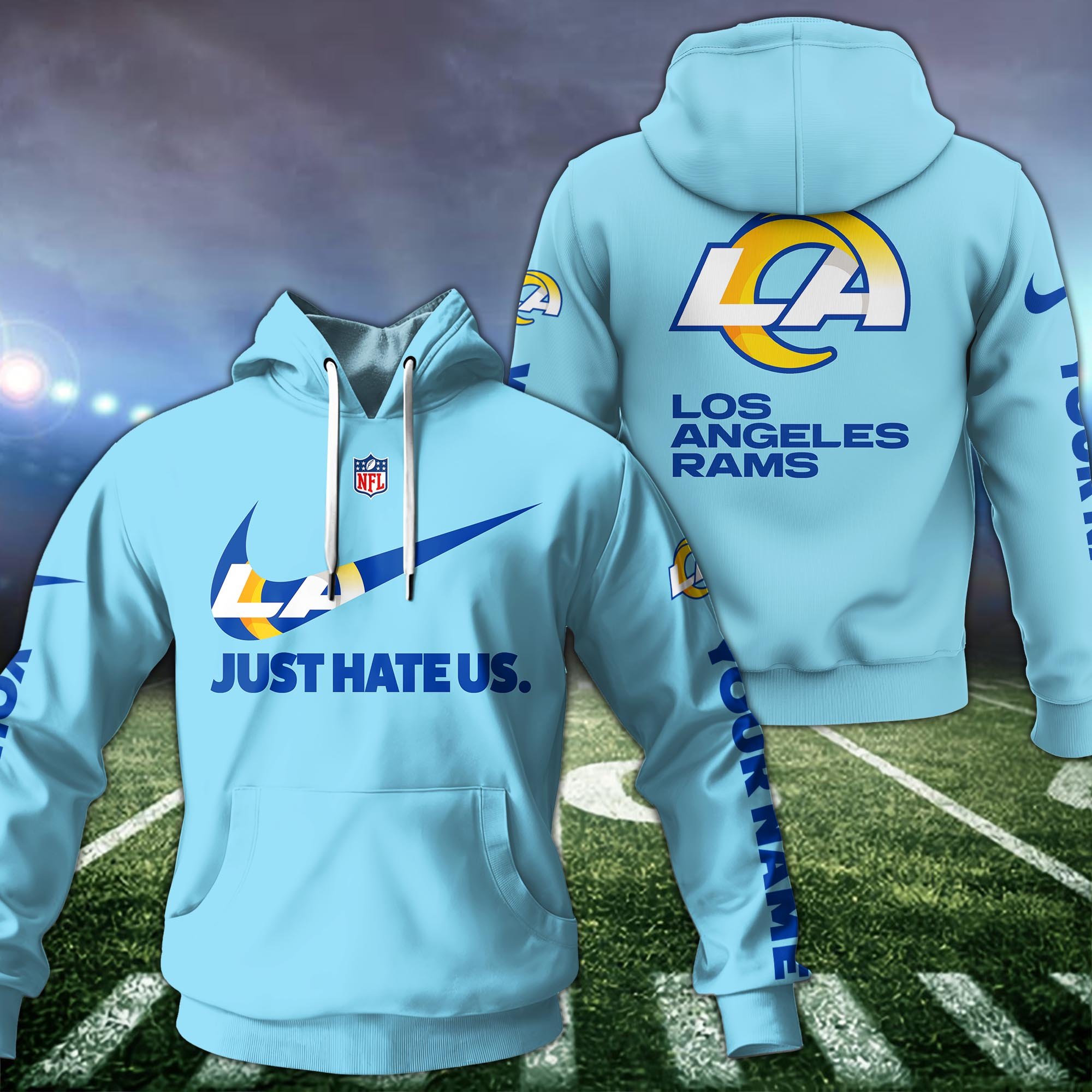 Alternative view of Los Angeles Rams Hoodie Custom Name And Choose Color, Hoodie For Sport Fans ETRG-1225136
