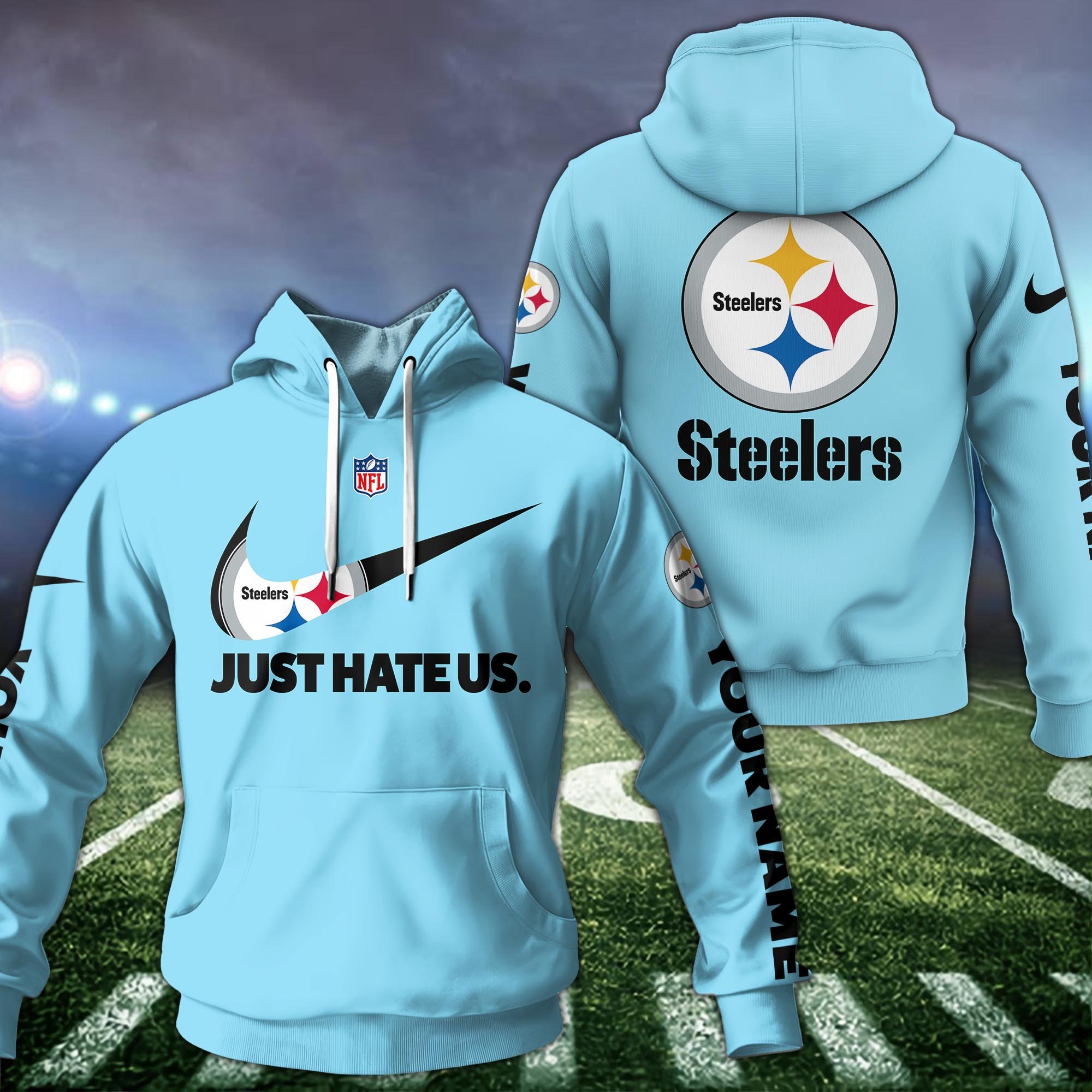 Alternative view of Pittsburgh Steelers Hoodie Custom Name And Choose Color, Hoodie For Sport Fans ETRG-1225136