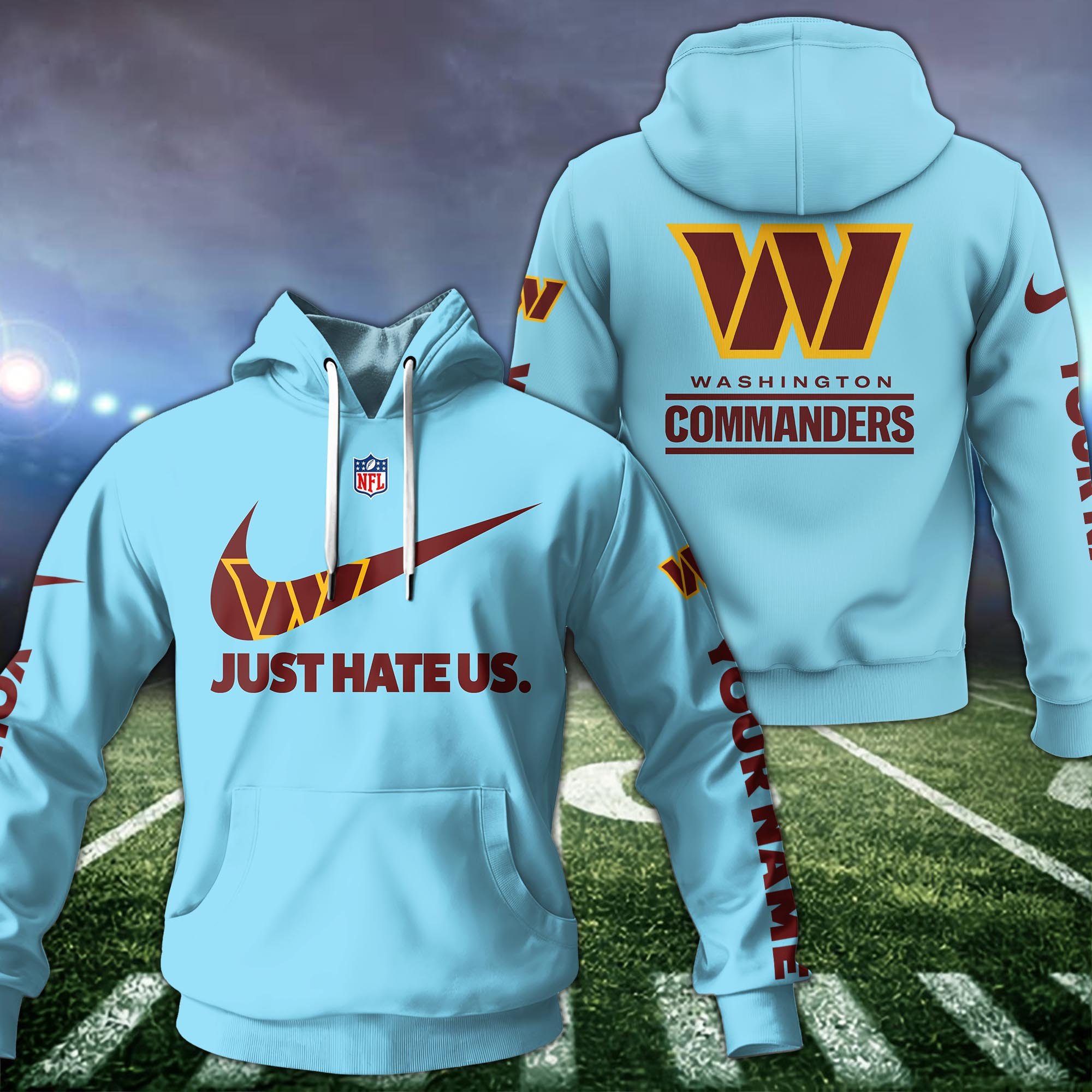 Alternative view of Washington Commanders Hoodie Custom Name And Choose Color, Hoodie For Sport Fans ETRG-1225136