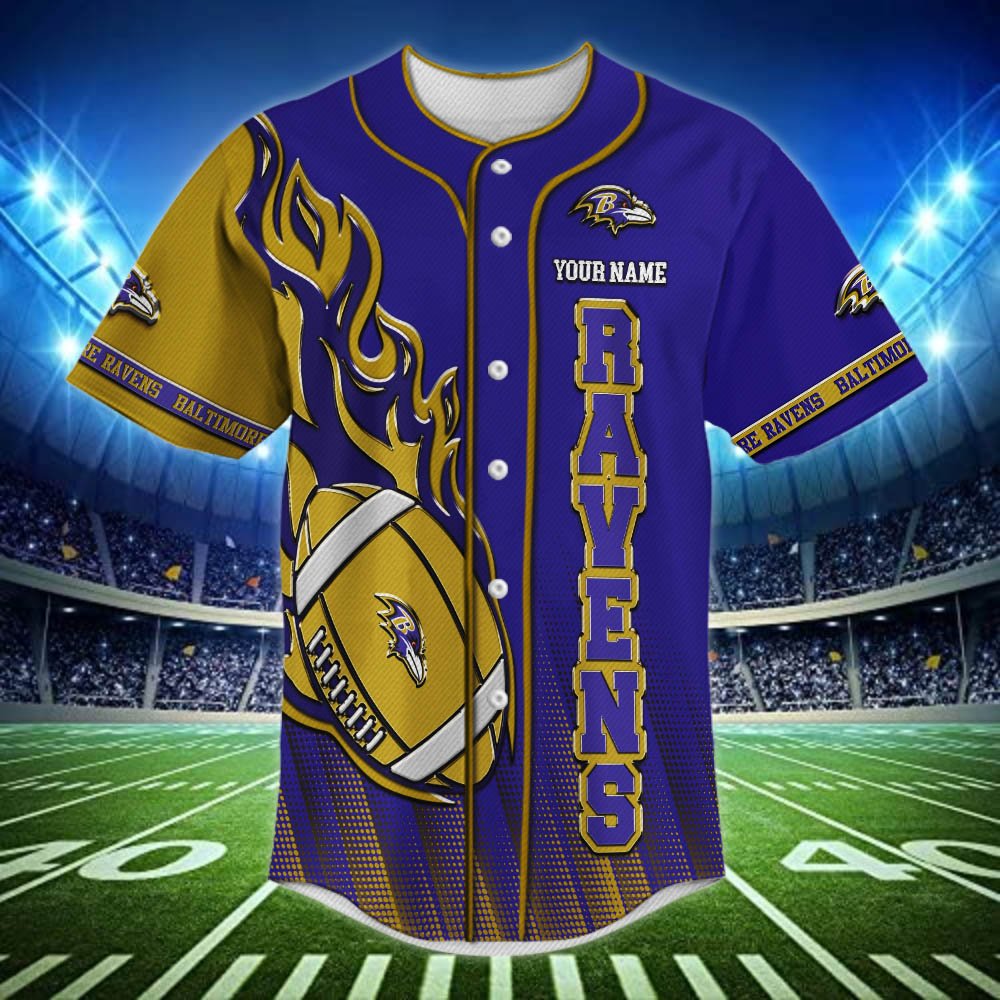 Alternative view of Baltimore Ravens Baseball Shirt 2024 Version Personalized Your Name, Sport Team Shirts For Fan ETHY-48672