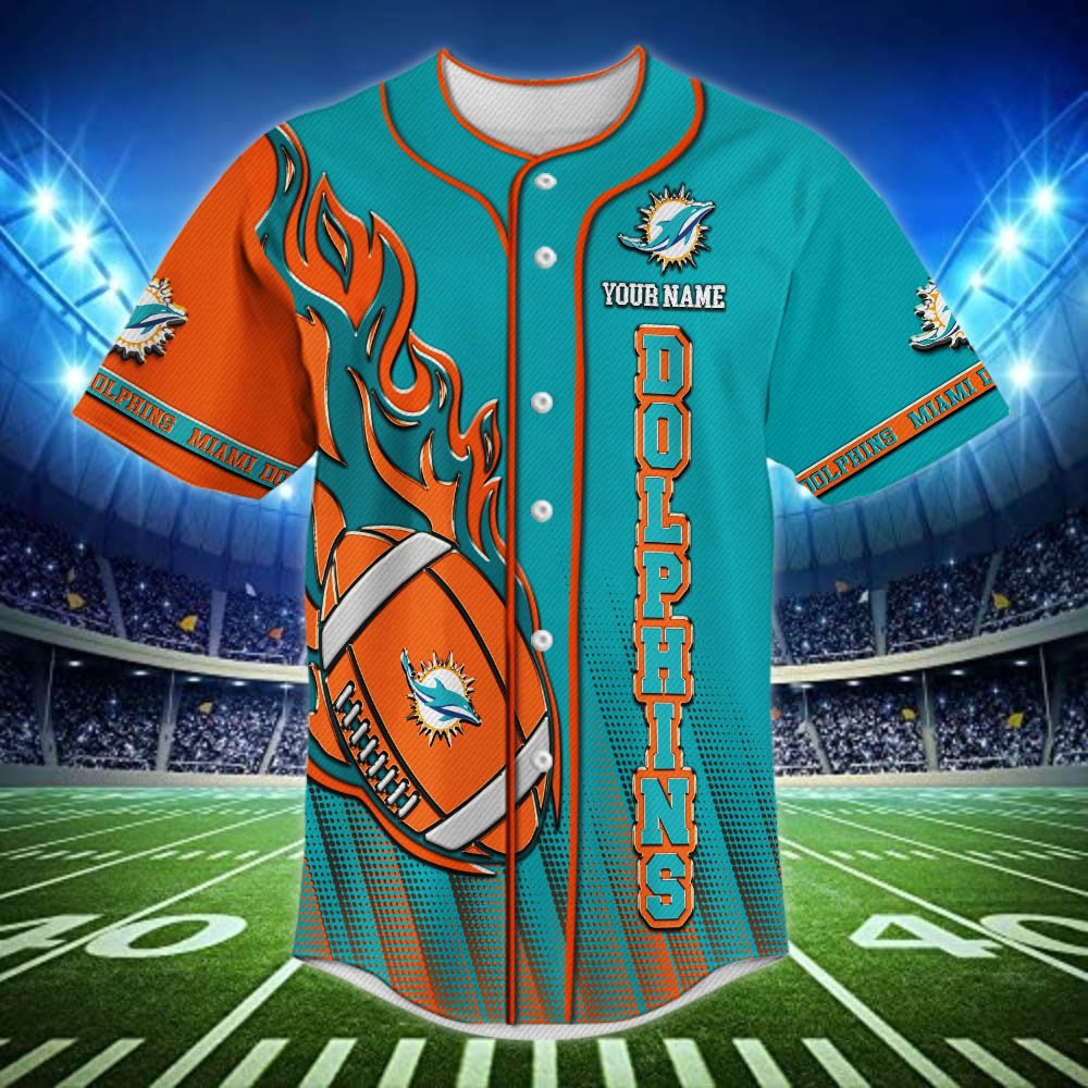 Alternative view of Miami Dolphins Baseball Shirt 2024 Version Personalized Your Name, Sport Team Shirts For Fan ETHY-48672