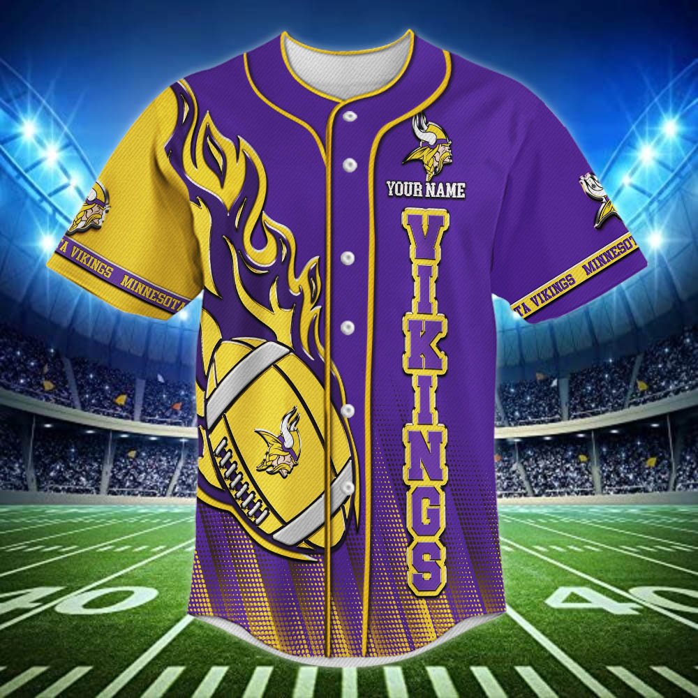 Alternative view of Minnesota Vikings Baseball Shirt 2024 Version Personalized Your Name, Sport Team Shirts For Fan ETHY-48672