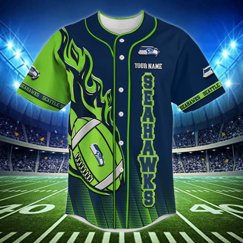 Alternative view of Seattle Seahawks Baseball Shirt 2024 Version Personalized Your Name, Sport Team Shirts For Fan ETHY-48672