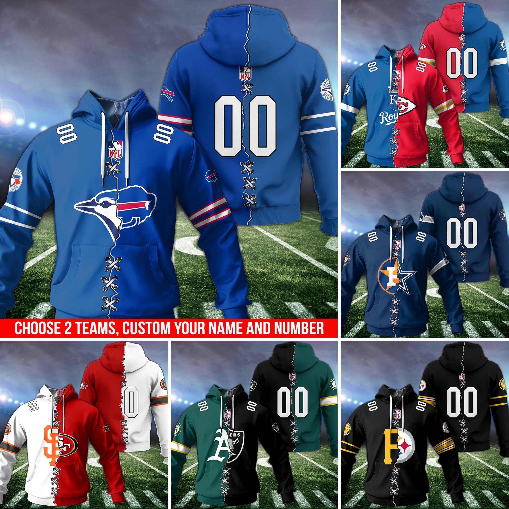 Toronto Blue Jays House Divided Hoodie Custom Name, Number And Team, Hoodie For Football Fans ETRG-1226143