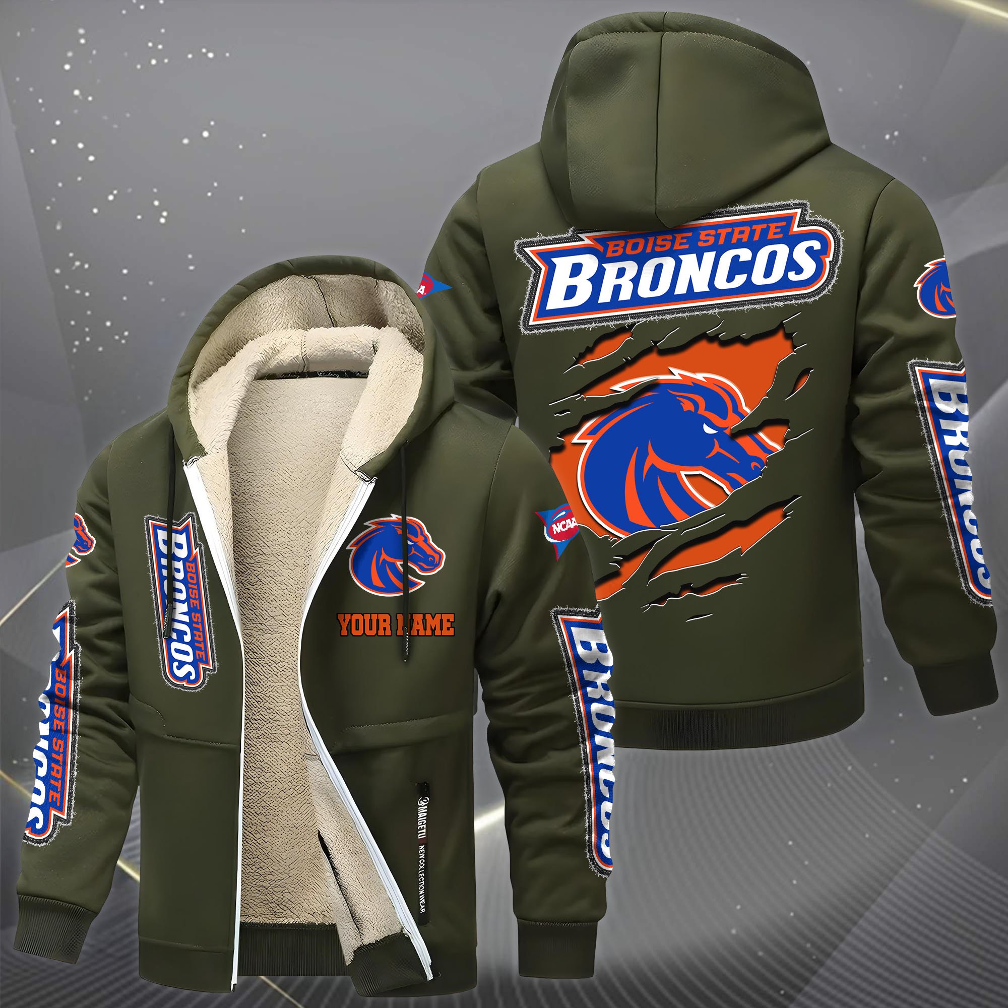 Boise State Broncos Hoodie Zip Velvet Coat Custom Your Name, Sport Jacket, Gifts For Fan EHIVM-0102255
