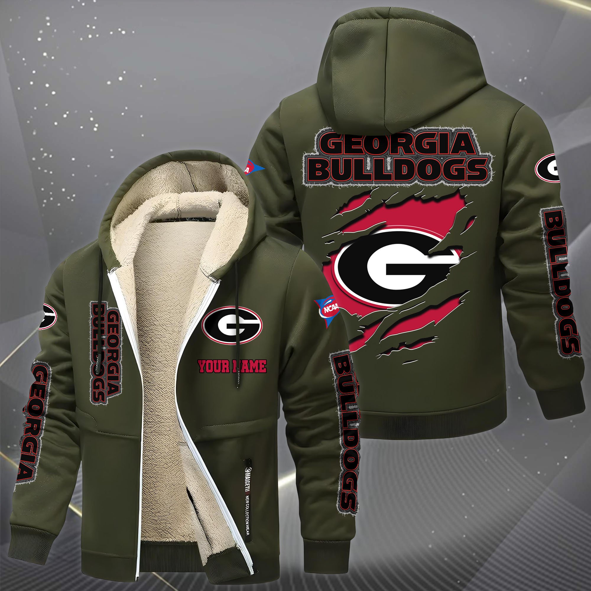 Georgia Bulldogs Hoodie Zip Velvet Coat Custom Your Name, Sport Jacket, Gifts For Fan EHIVM-0102255