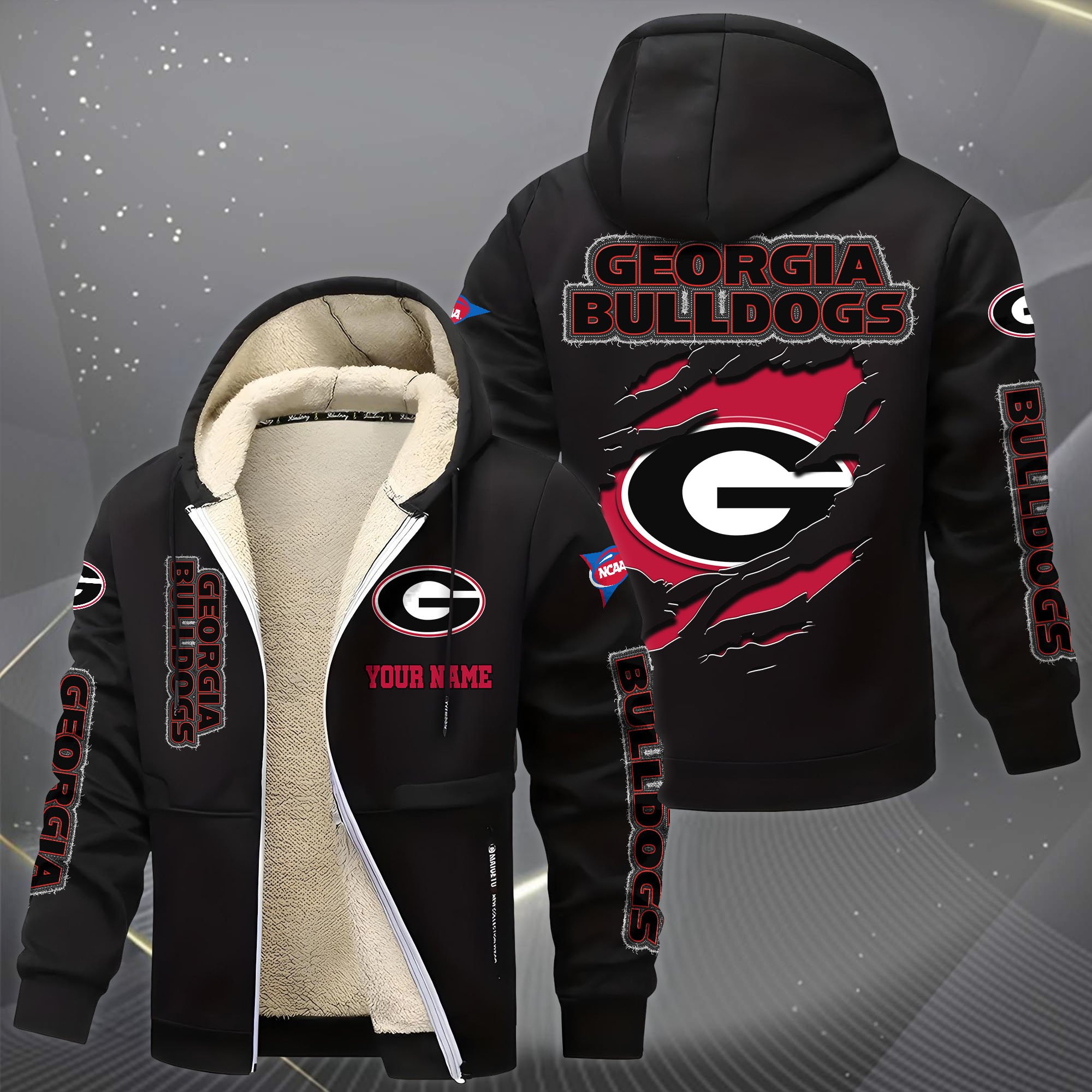 Alternative view of Georgia Bulldogs Hoodie Zip Velvet Coat Custom Your Name, Sport Jacket, Gifts For Fan EHIVM-0102255