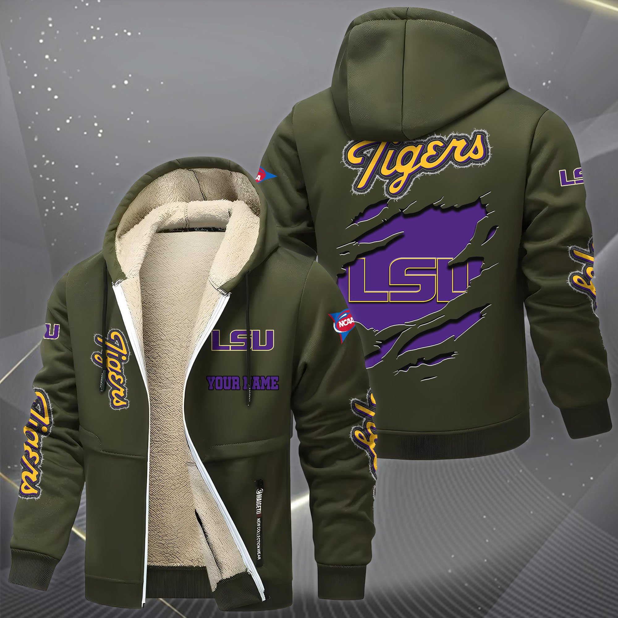 LSU TIGERS Hoodie Zip Velvet Coat Custom Your Name, Sport Jacket, Gifts For Fan EHIVM-0102255