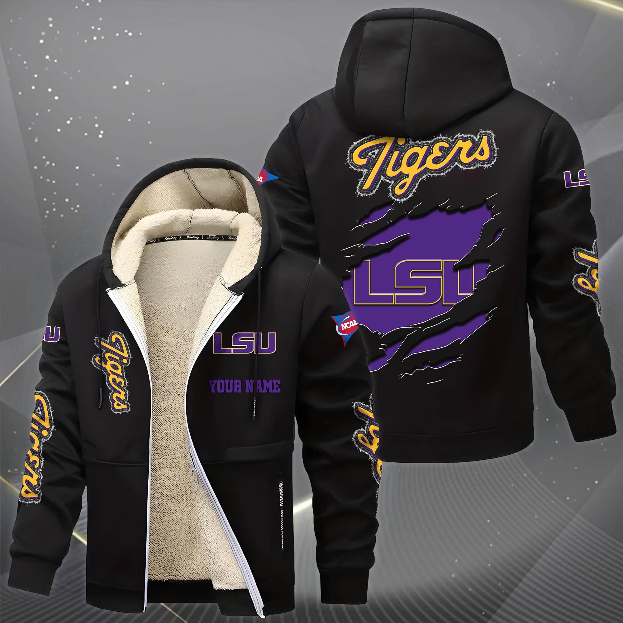 Alternative view of LSU TIGERS Hoodie Zip Velvet Coat Custom Your Name, Sport Jacket, Gifts For Fan EHIVM-0102255