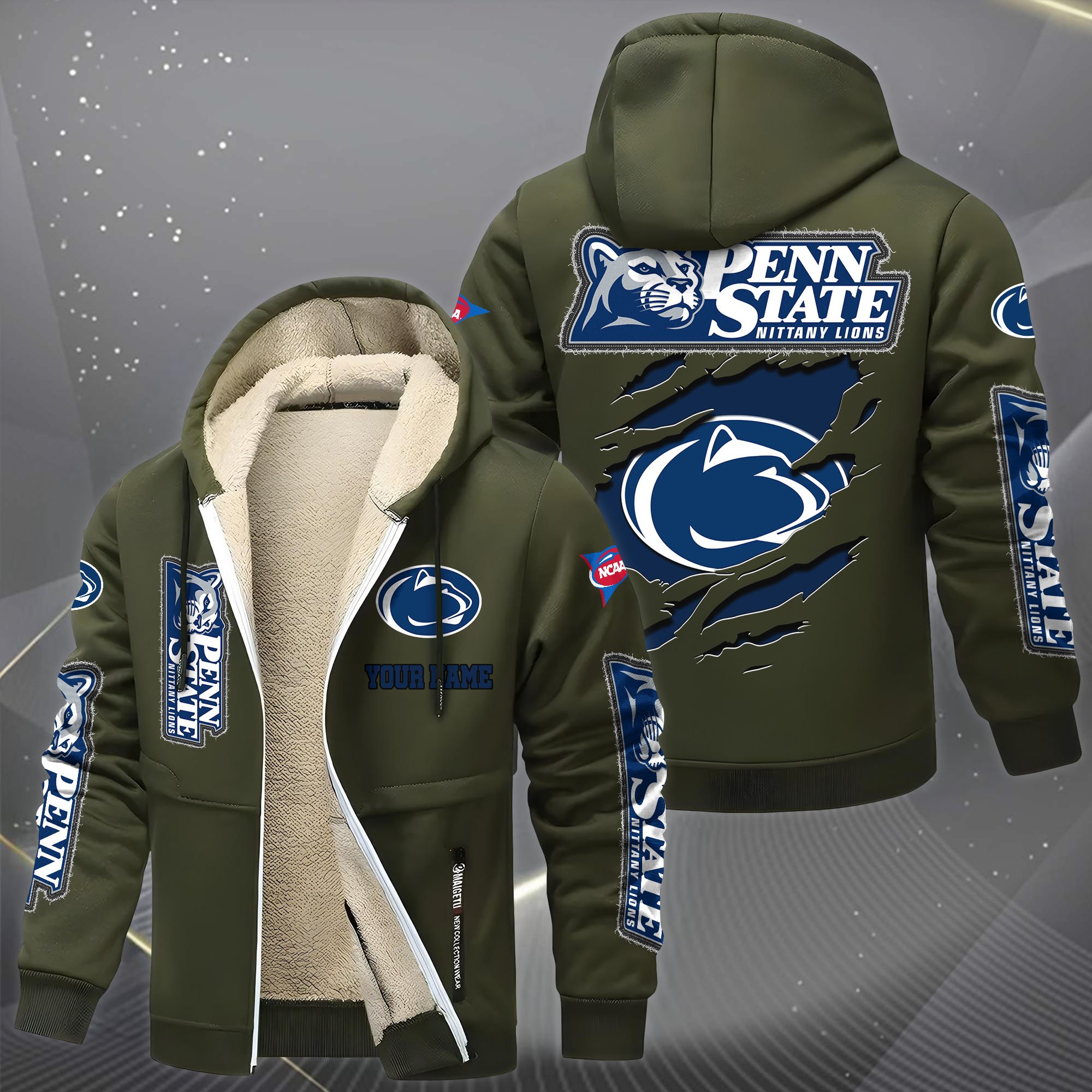 Penn State Nittany Lions Hoodie Zip Velvet Coat Custom Your Name, Sport Jacket, Gifts For Fan EHIVM-0102255