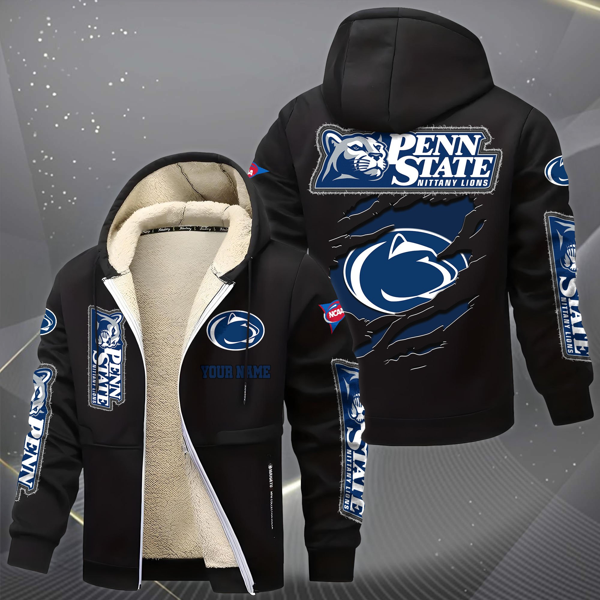 Alternative view of Penn State Nittany Lions Hoodie Zip Velvet Coat Custom Your Name, Sport Jacket, Gifts For Fan EHIVM-0102255