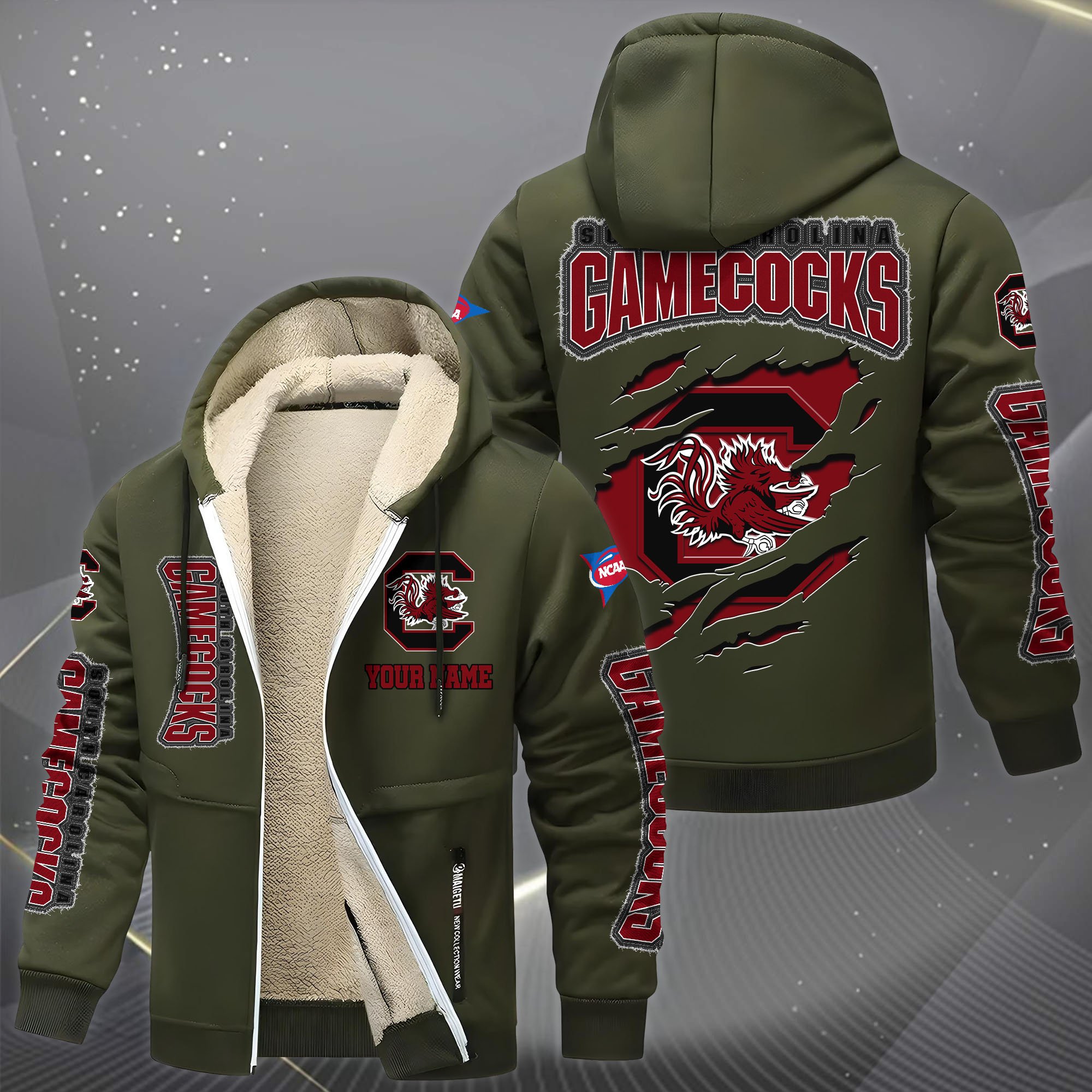 South Carolina Gamecocks Hoodie Zip Velvet Coat Custom Your Name, Sport Jacket, Gifts For Fan EHIVM-0102255