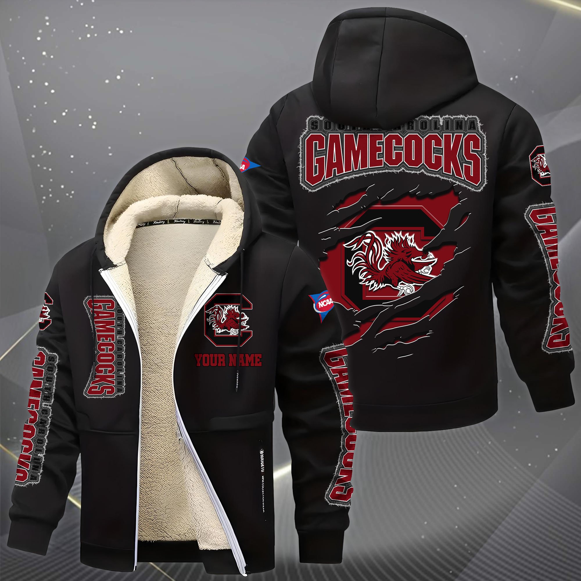 Alternative view of South Carolina Gamecocks Hoodie Zip Velvet Coat Custom Your Name, Sport Jacket, Gifts For Fan EHIVM-0102255