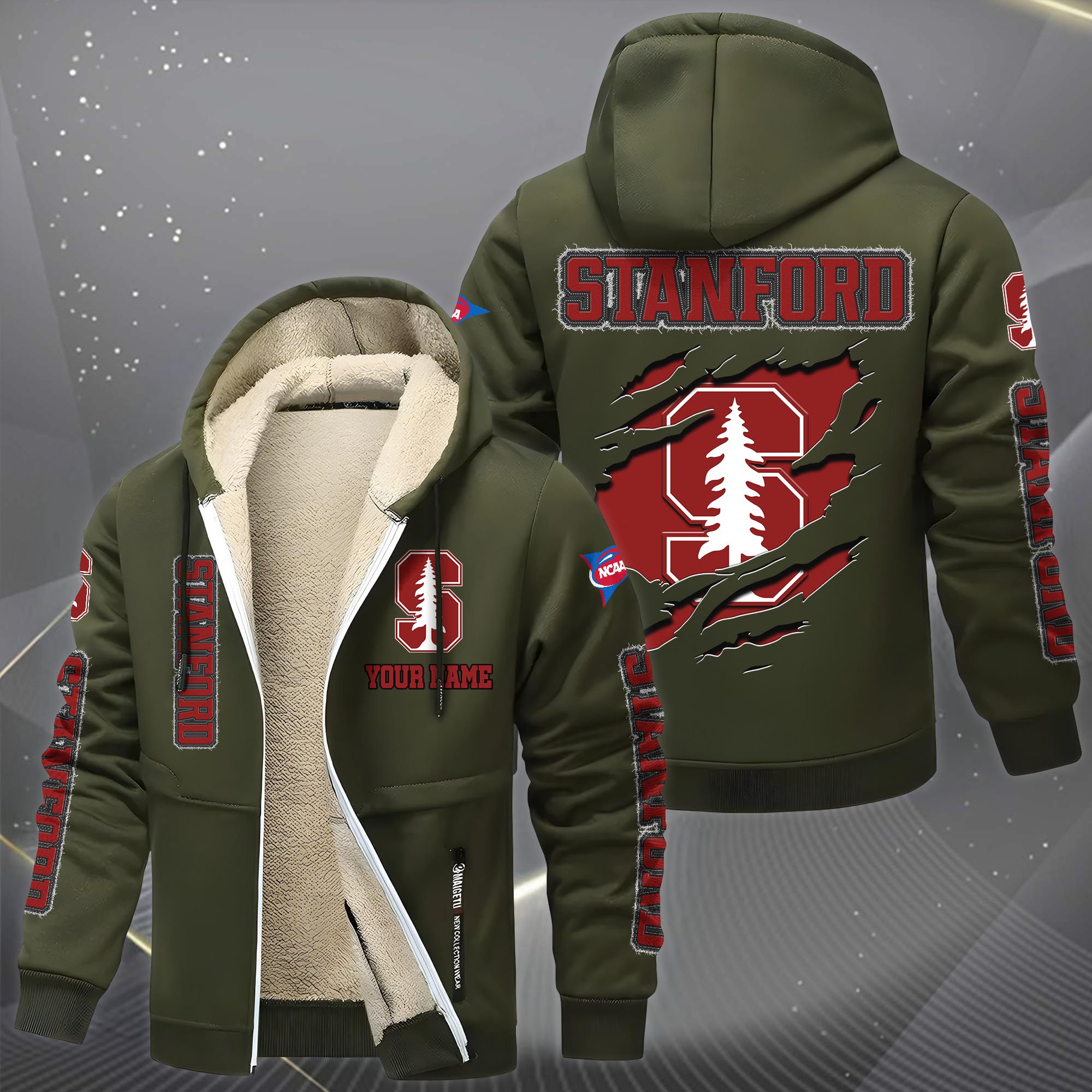 Stanford Cardinal Hoodie Zip Velvet Coat Custom Your Name, Sport Jacket, Gifts For Fan EHIVM-0102255