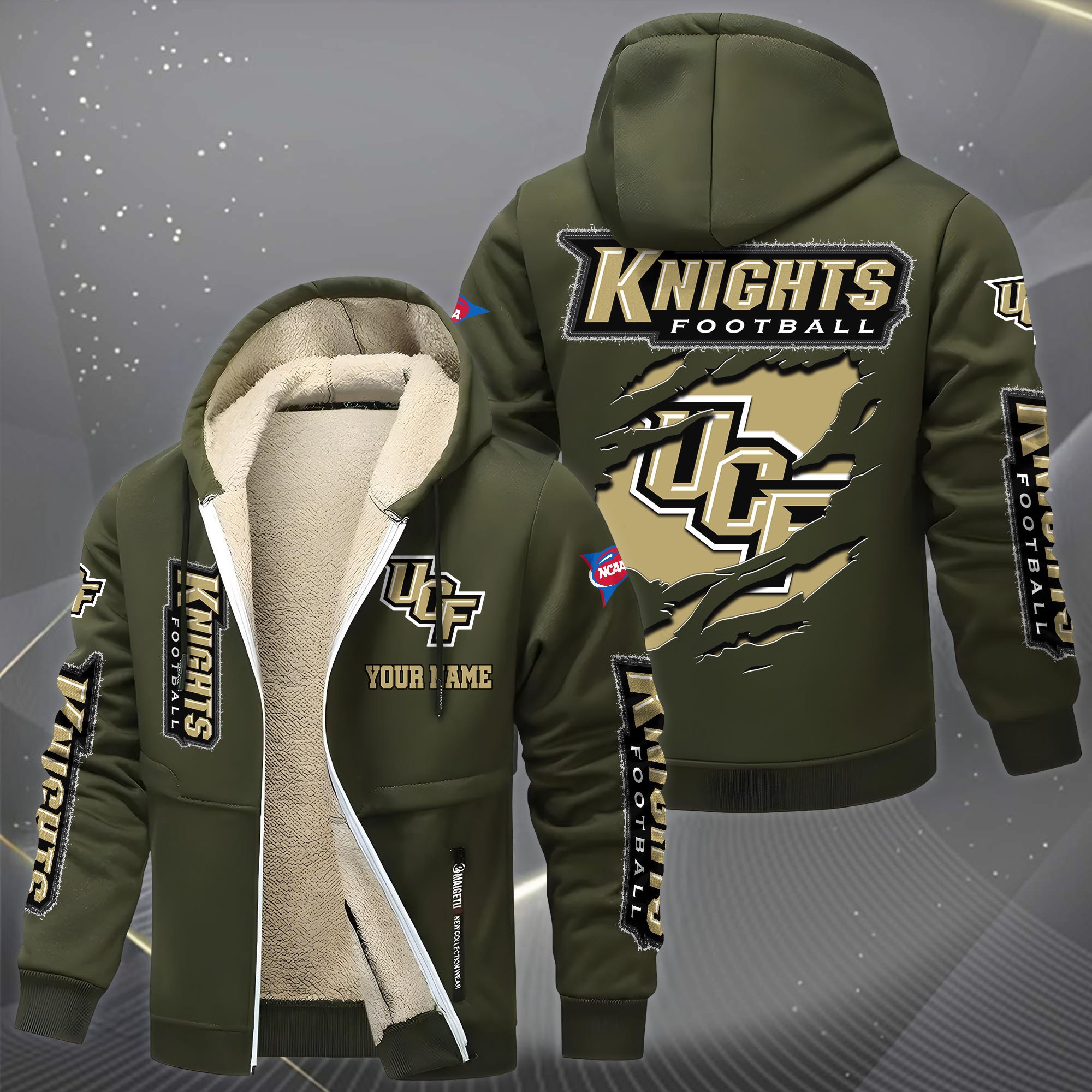 UCF Knights Hoodie Zip Velvet Coat Custom Your Name, Sport Jacket, Gifts For Fan EHIVM-0102255