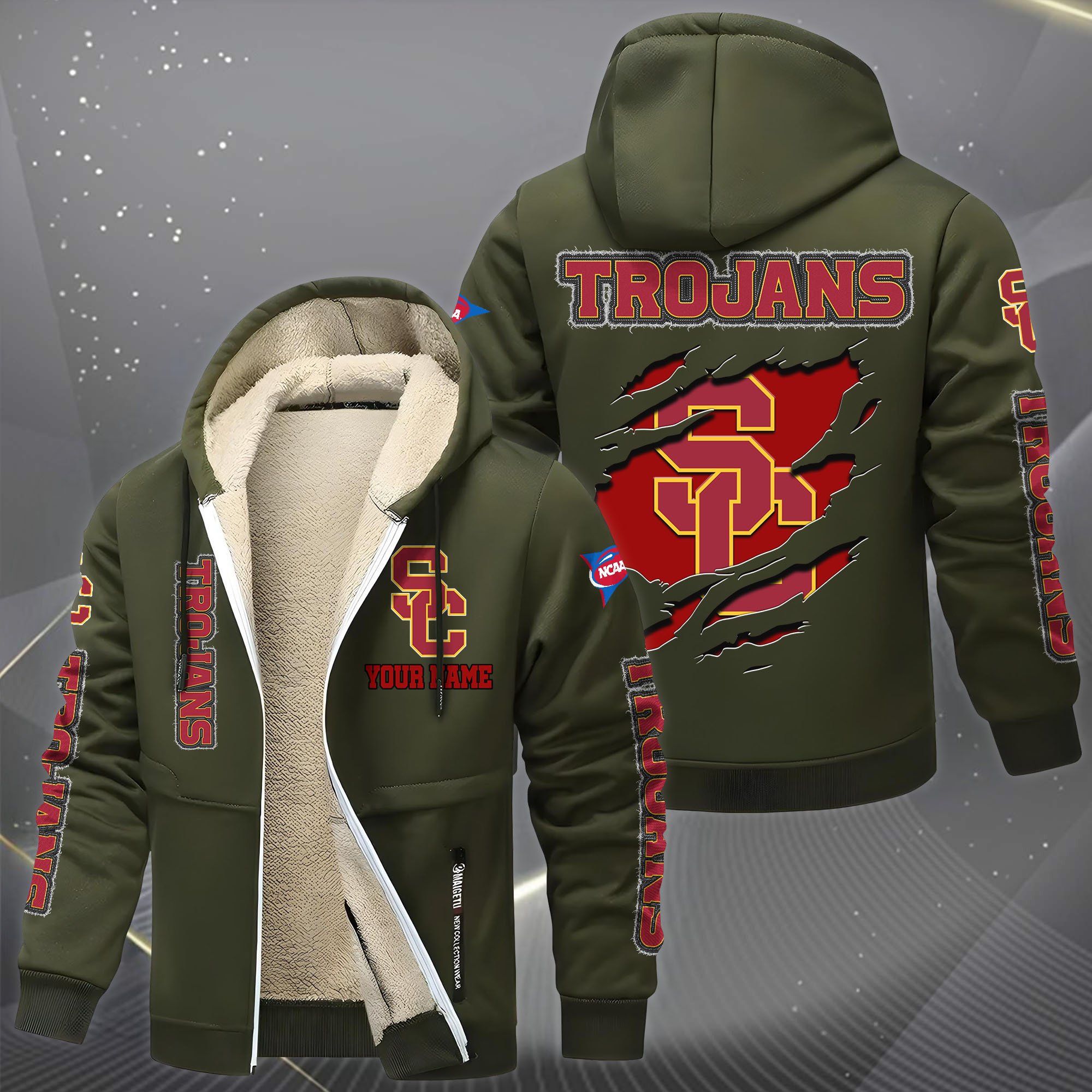 USC Trojans Hoodie Zip Velvet Coat Custom Your Name, Sport Jacket, Gifts For Fan EHIVM-0102255